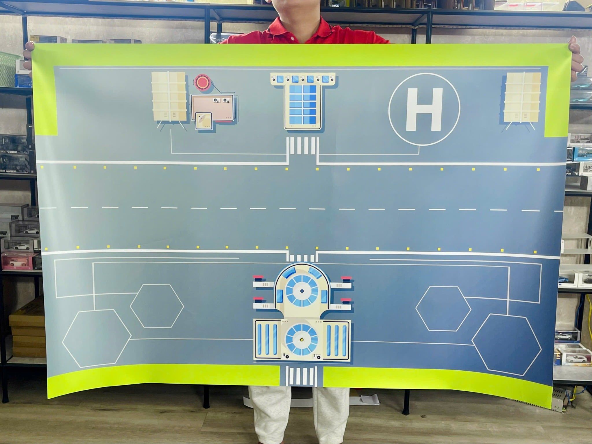  Phụ kiện trưng bày sàn đỗ, đường băng máy bay mô hình chất liệu in pp 80x120cm cán mờ chống nước bụi bẩn dành cho máy bay nhiều tỉ lệ DR047 