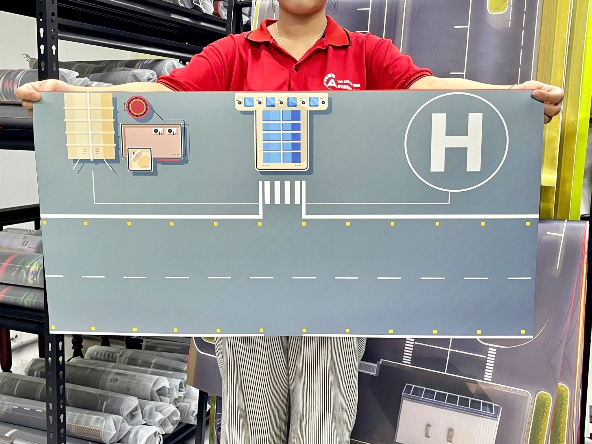  Phụ kiện trưng bày sàn đỗ, đường băng máy bay mô hình chất liệu in pp 40x80cm cán mờ chống nước bụi bẩn dành cho máy bay nhiều tỉ lệ DR047 