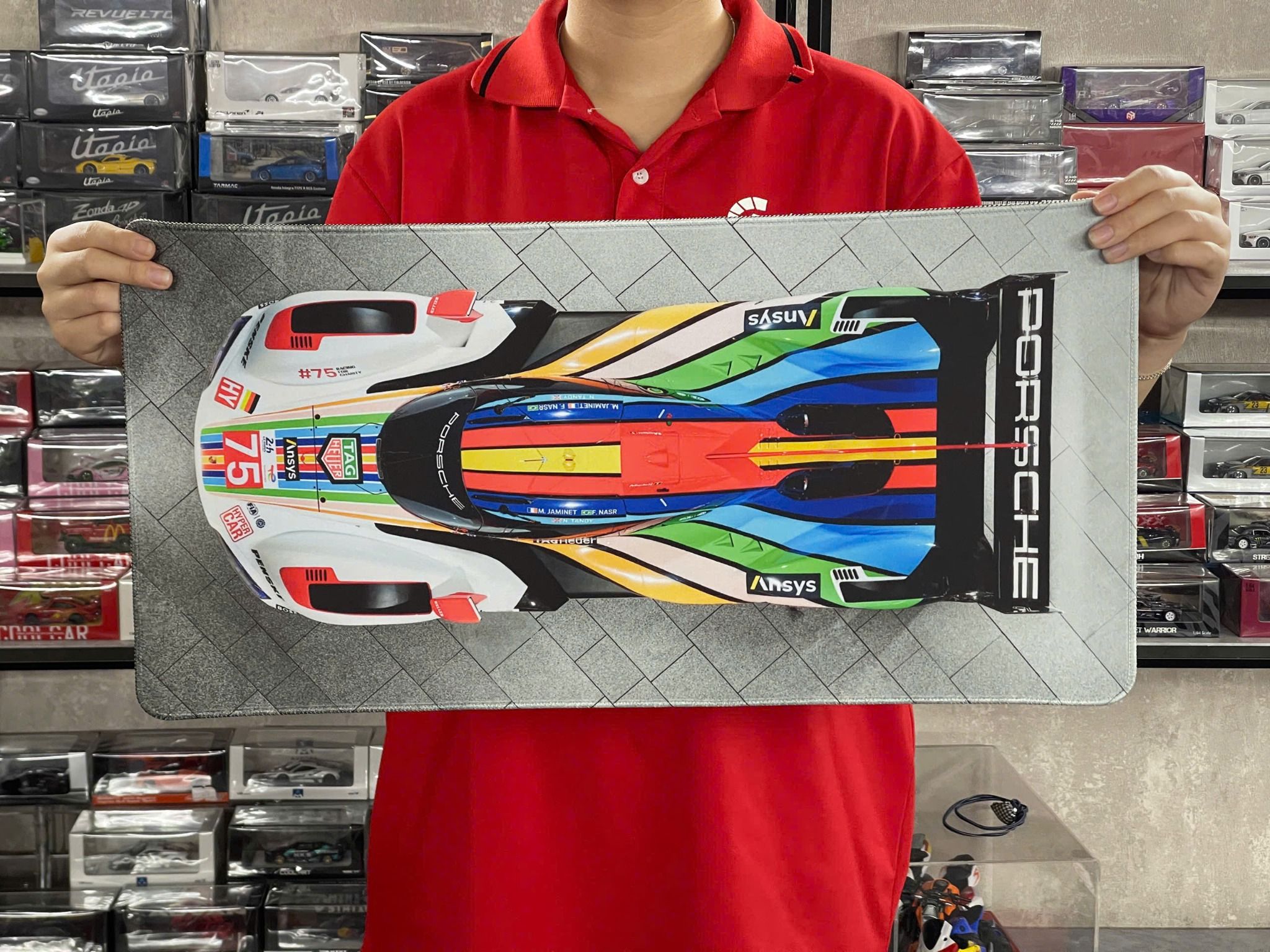  Phụ kiện Thảm lót chống trượt chủ đề siêu xe Porsche 963 kích thước 30x60cm Autono1 PT133A 