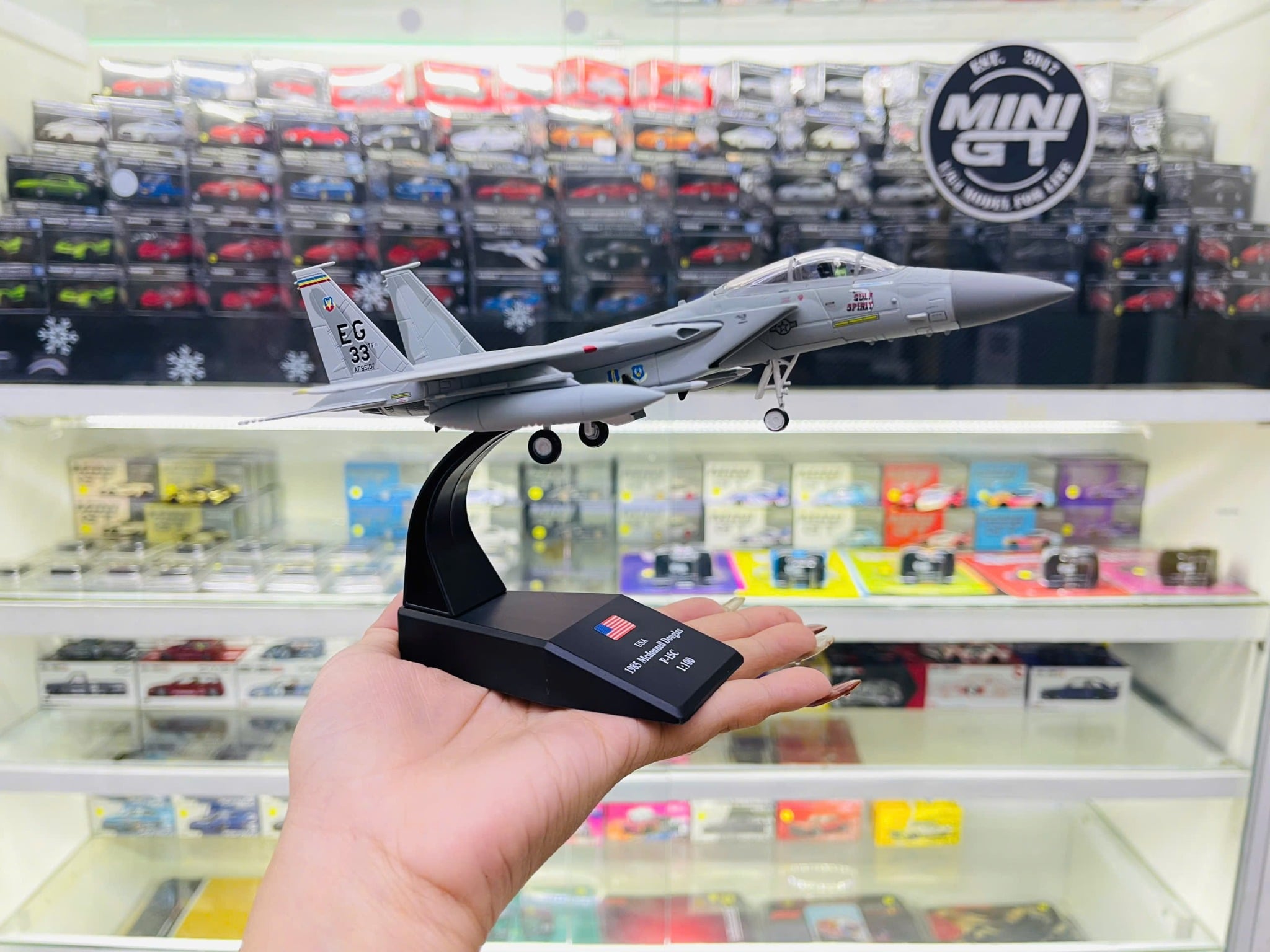  Mô hình máy bay chiến đấu American USA F-15C Eagle 33rd tỉ lệ 1:100 Ns models MBQS048 