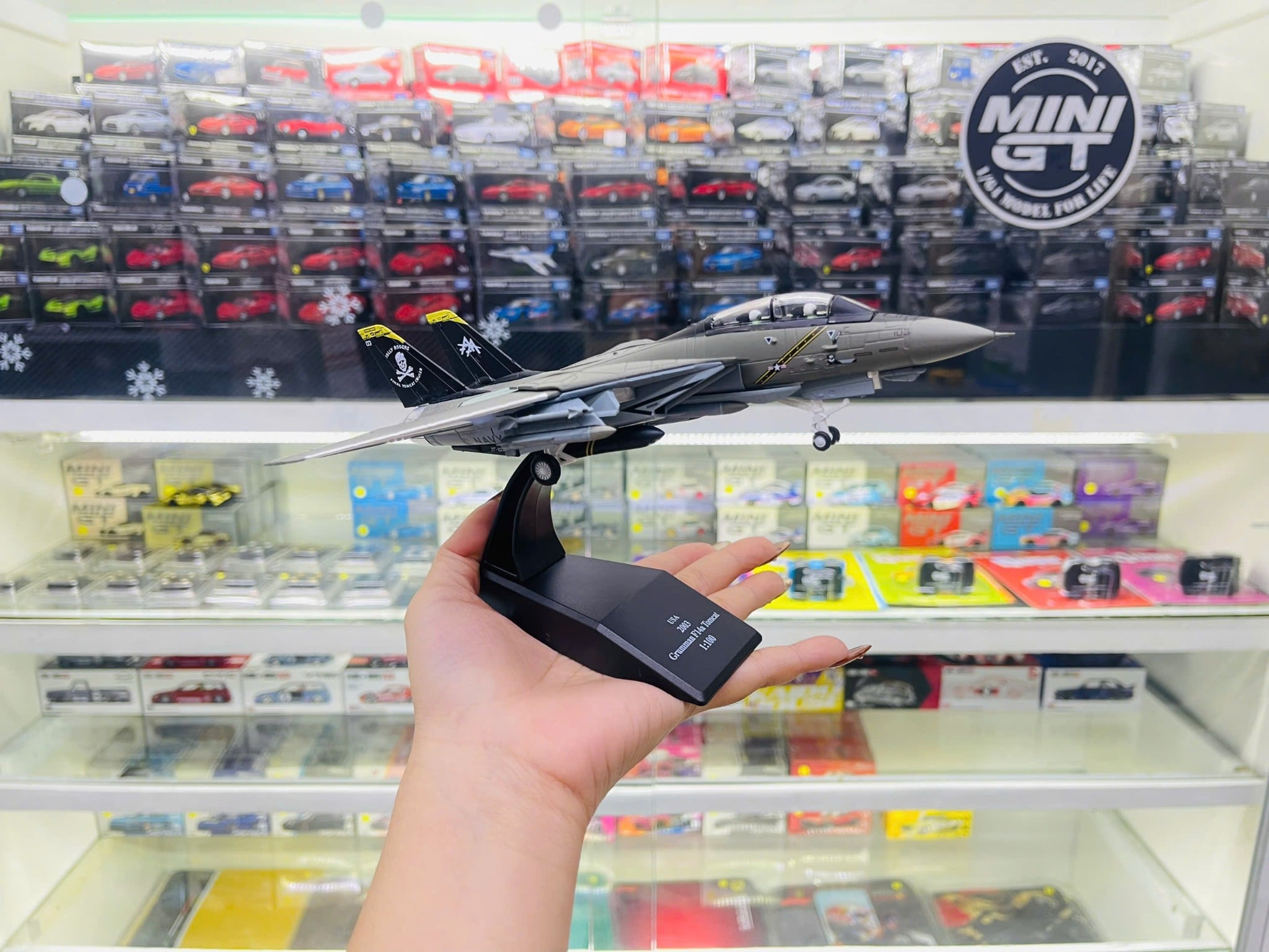  Mô hình máy bay quân sự chiến đấu F-14 Tomcat Amercom tỉ lệ 1:100 NS model MBQS025 