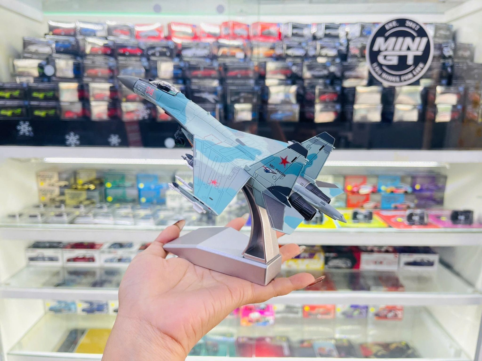  Mô hình máy bay chiến đấu Russia Su-35 BBC POCCNN 04 Blue Camouflage tỉ lệ 1:100 Ns models MBQS013 