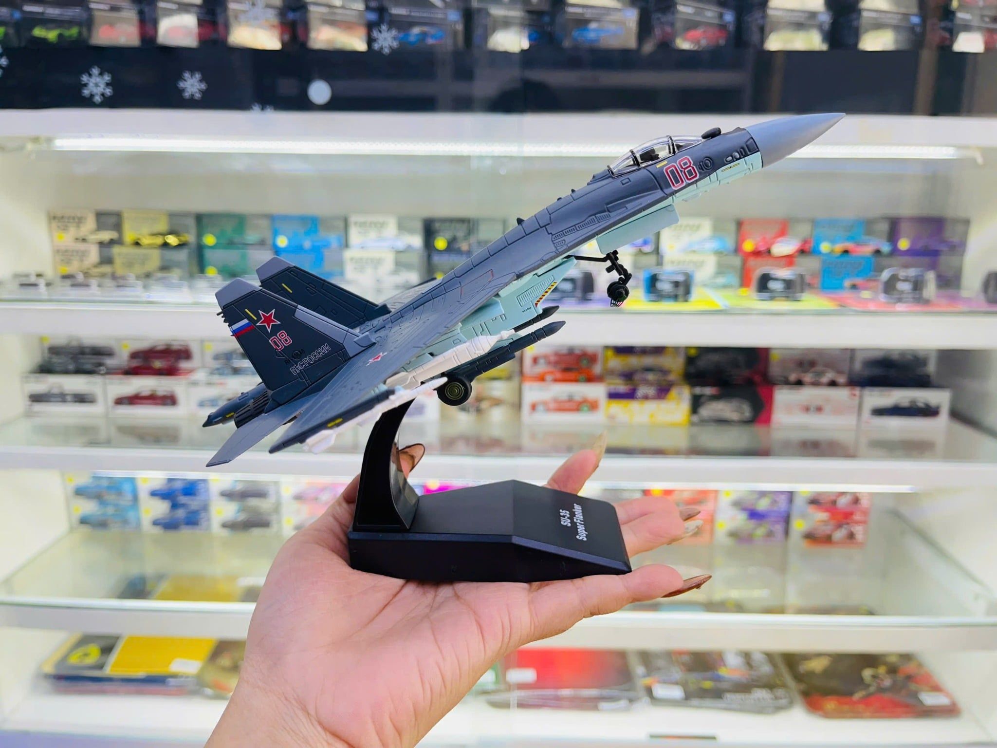  Mô hình máy bay chiến đấu Russia Su-35 BBC POCCNN No.08 Dark gray tỉ lệ 1:100 Ns models MBQS021 