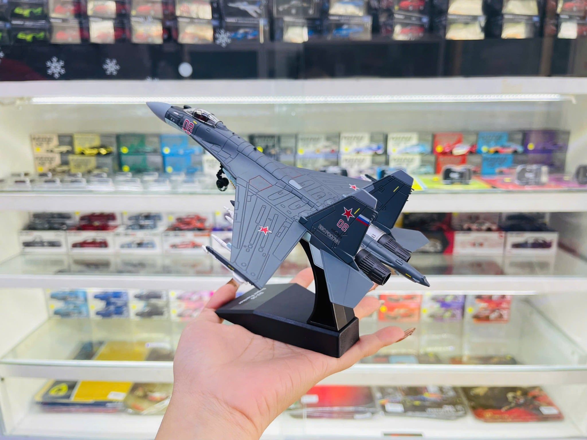  Mô hình máy bay chiến đấu Russia Su-35 BBC POCCNN No.08 Dark gray tỉ lệ 1:100 Ns models MBQS021 