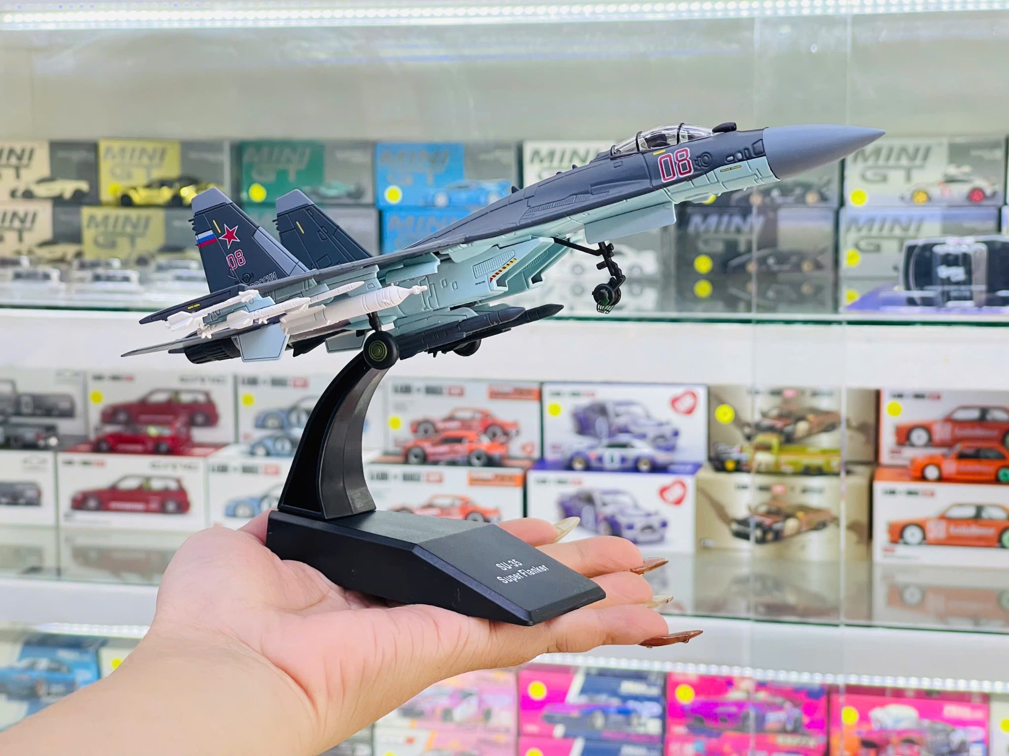  Mô hình máy bay chiến đấu Russia Su-35 BBC POCCNN No.08 Dark gray tỉ lệ 1:100 Ns models MBQS021 