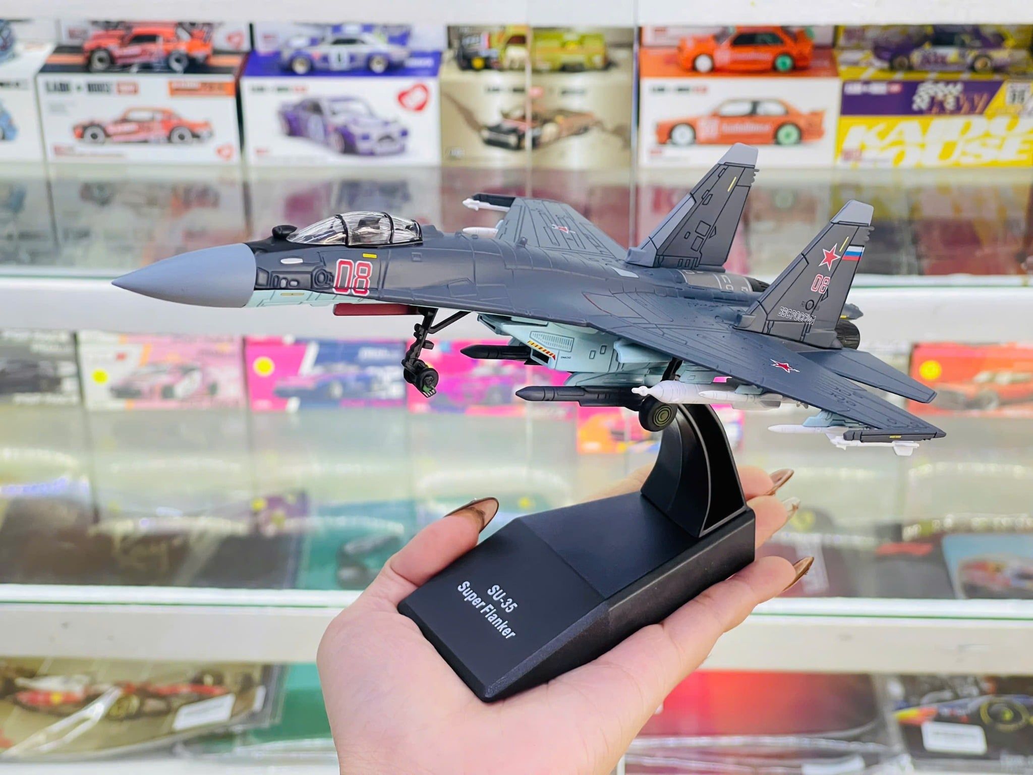  Mô hình máy bay chiến đấu Russia Su-35 BBC POCCNN No.08 Dark gray tỉ lệ 1:100 Ns models MBQS021 