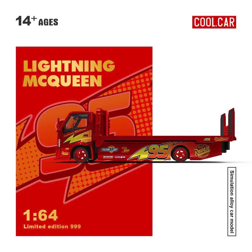  Mô hình xe tải cứu hộ H300 Flatbed Transport Trailer Lightning McQueen tỉ lệ 1:64 Cool car CC647229 
