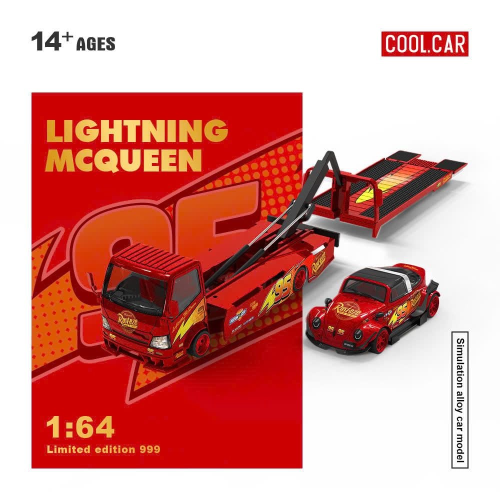 Mô hình xe tải cứu hộ H300 Flatbed Transport Trailer Lightning McQueen tỉ lệ 1:64 Cool car CC647229 
