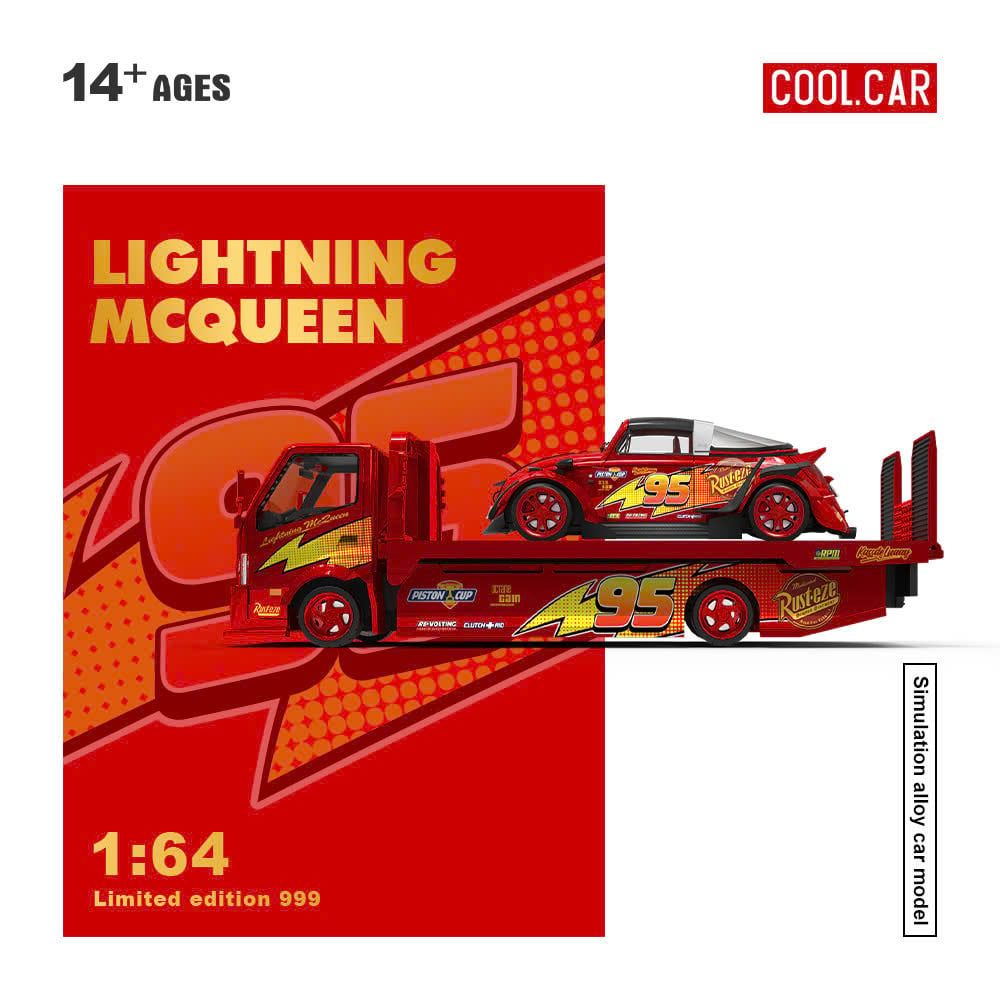  Mô hình xe tải cứu hộ H300 Flatbed Transport Trailer Lightning McQueen tỉ lệ 1:64 Cool car CC647229 