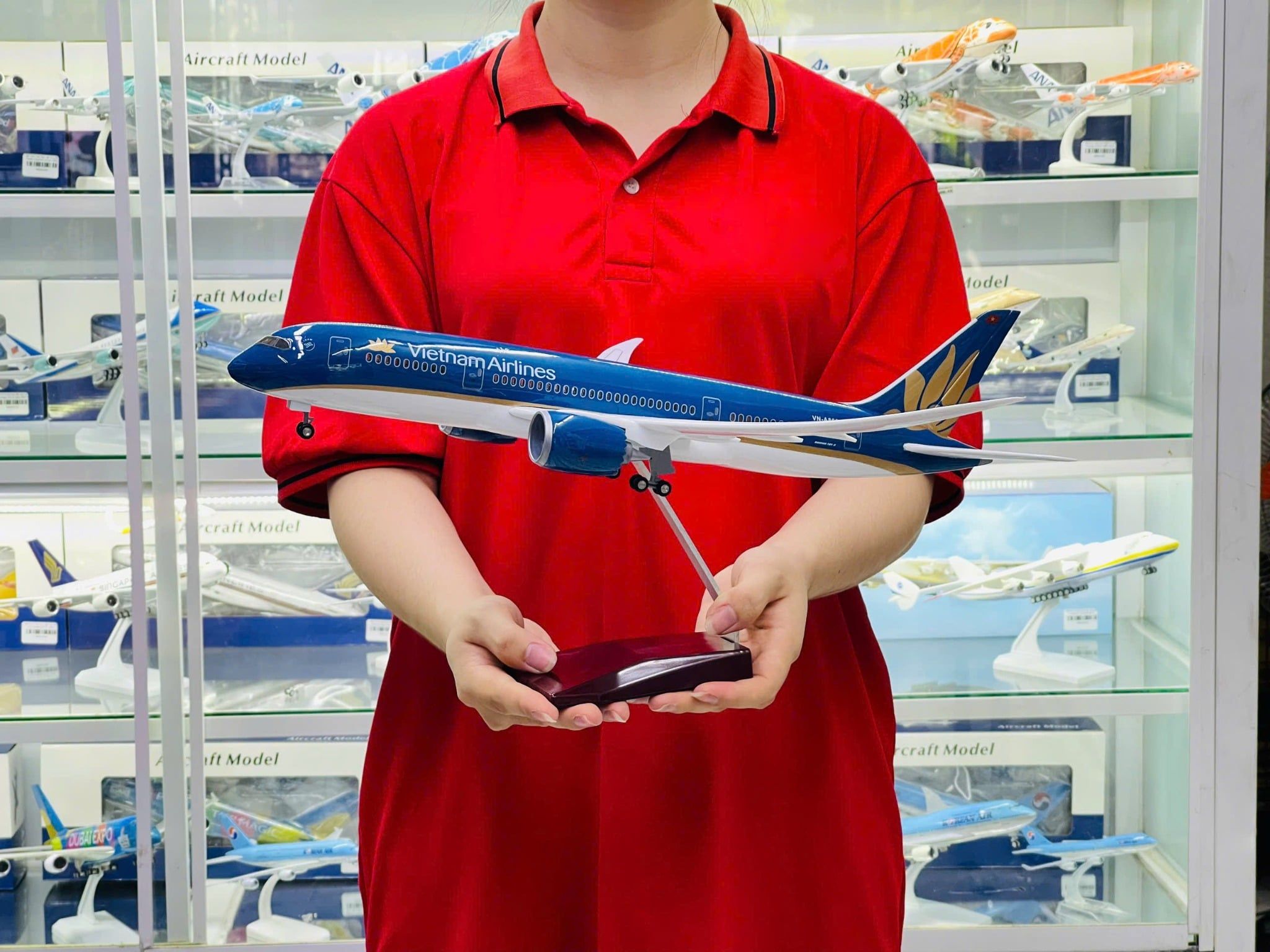  Mô hình máy bay Vietnam Airlines Dreamliner Boeing B787 47cm 1:130 No LED 47cm MB47087 