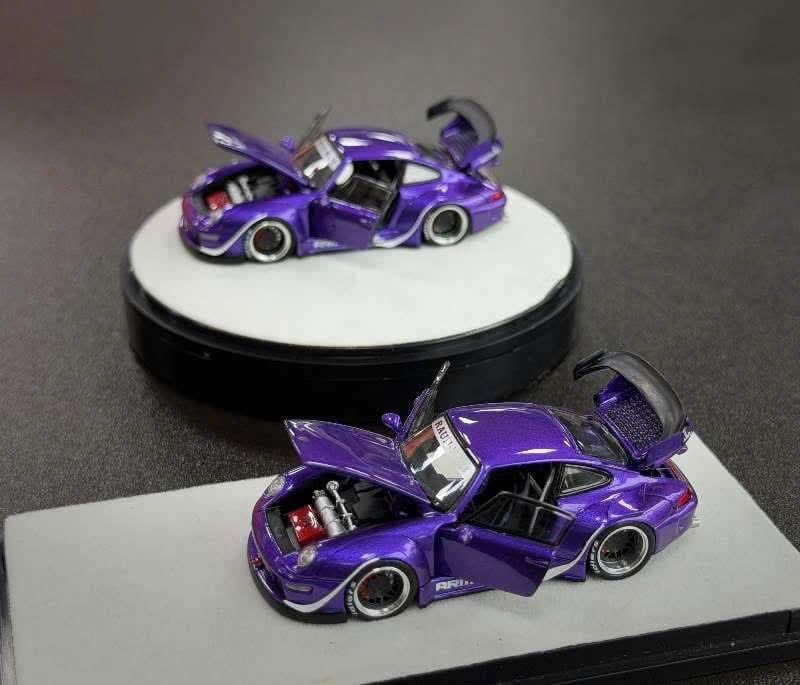  Mô hình xe Porsche Rauh welt RWB 993 purple ARMY GIRL limited full open tỉ lệ 1:64 PGM OT64787 