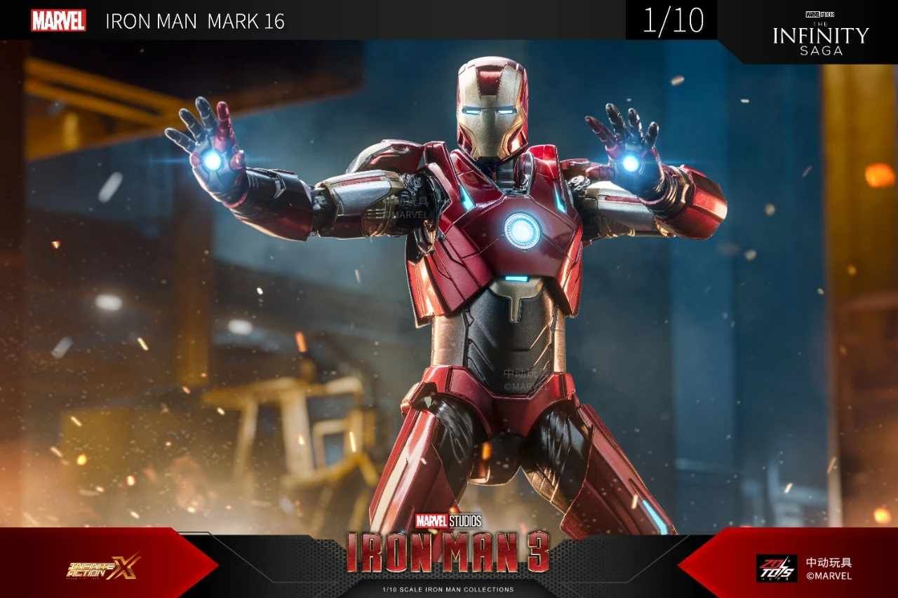  Mô hình nhân vật Marvel Iron man người sắt Mark 16 MK16 SHF Iron man 3 tỉ lệ 1:10 18CM ZD Toys FG262 