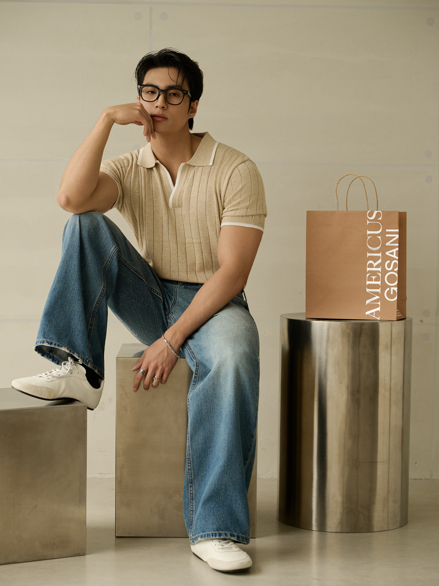 AG747 PREMIUM REGULAR FIT RIB STITCH POLO - BEIGE