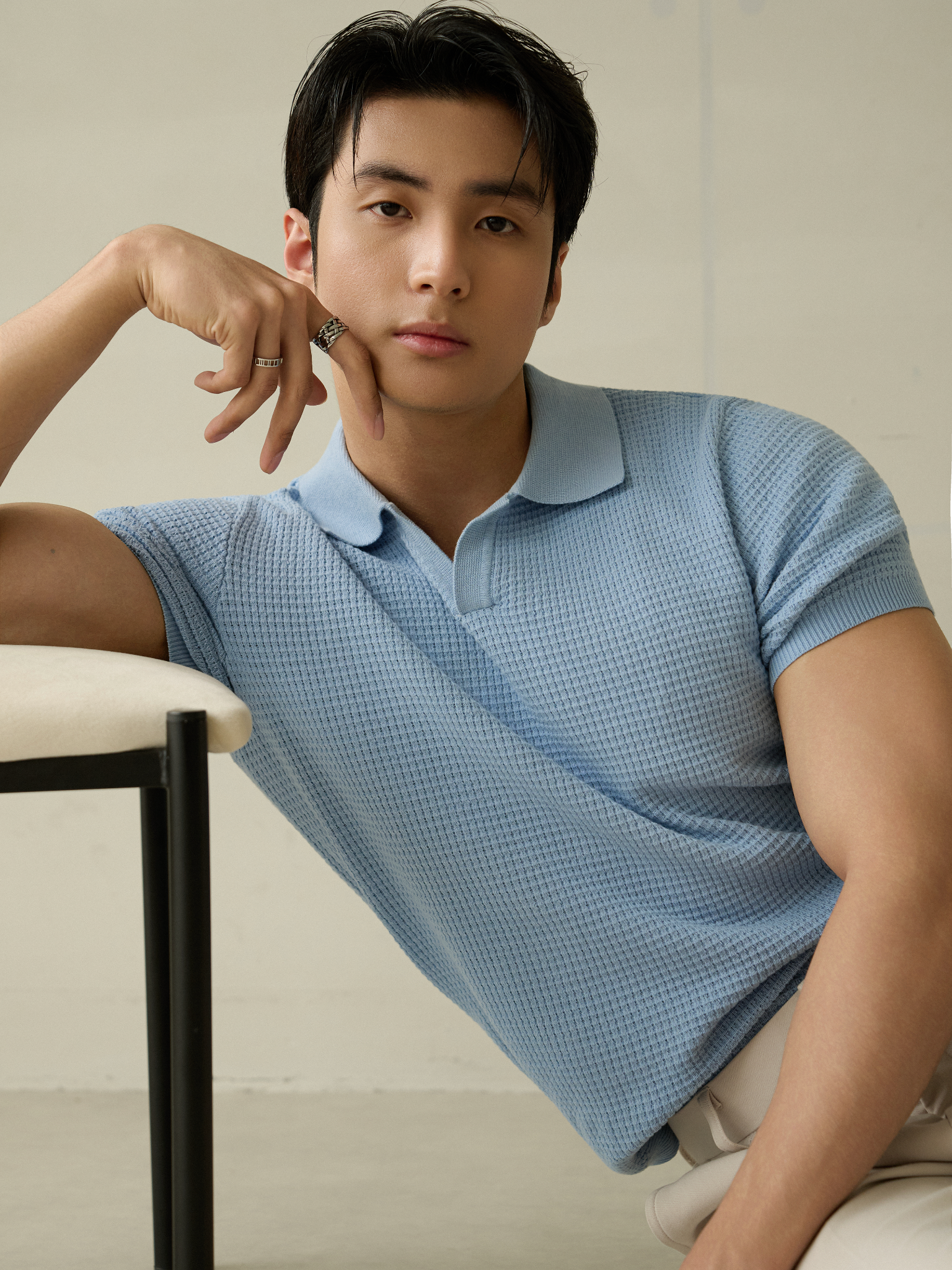 AG739 PREMIUM REGULAR FIT KNIT POLO - BLUE