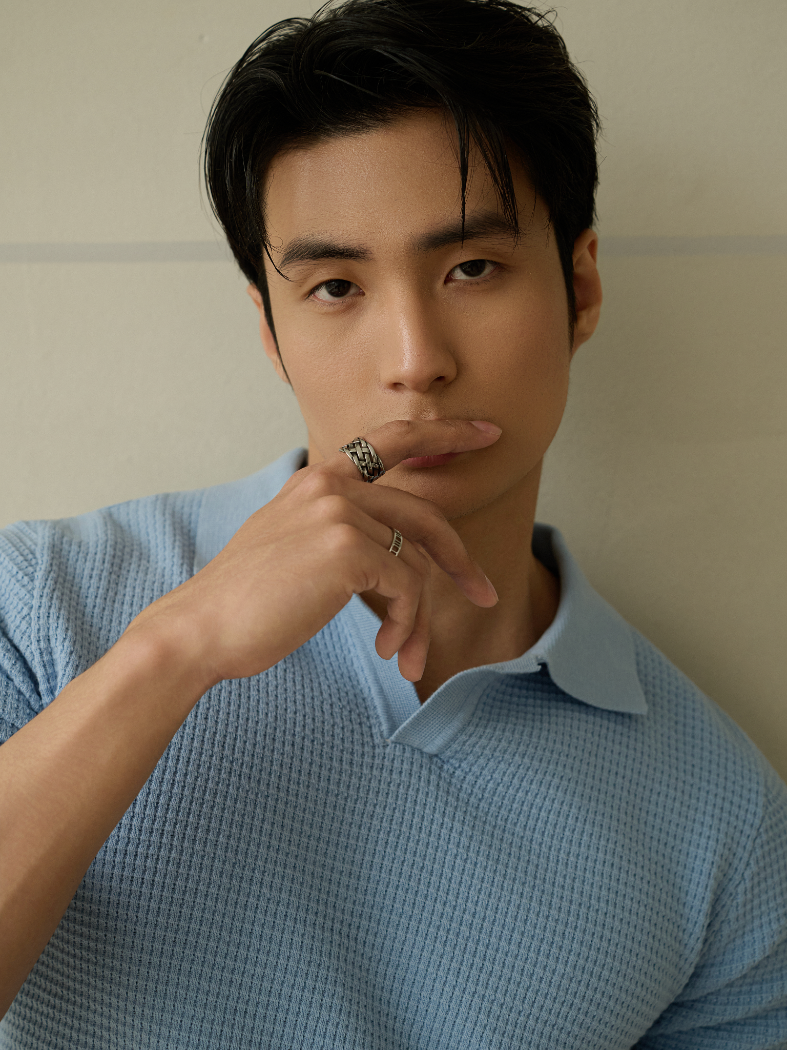 AG739 PREMIUM REGULAR FIT KNIT POLO - BLUE