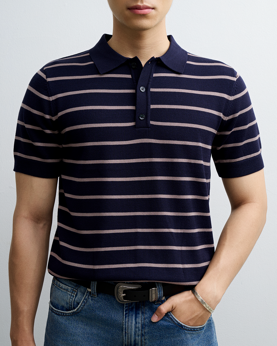 AG558 PREMIUM REGULAR FIT KNIT POLO - DARK BLUE