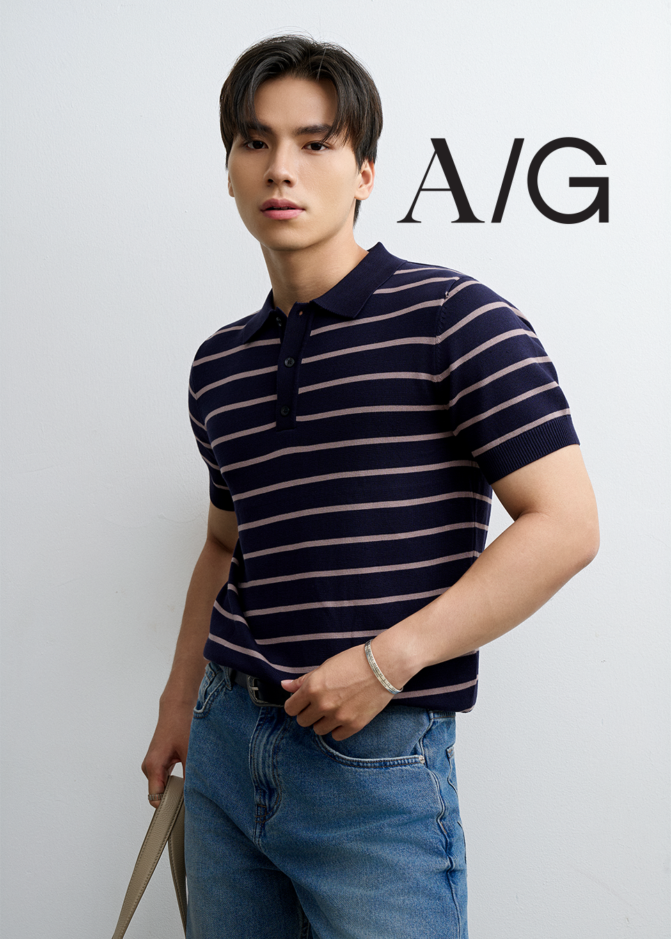 AG558 PREMIUM REGULAR FIT KNIT POLO - DARK BLUE