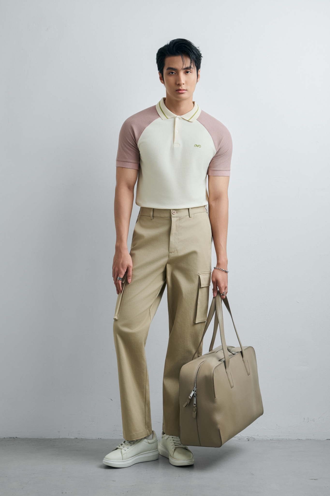 AGTT12 PREMIUM SLIMT FIT KHAKI TROUSERS WITH POCKET - BEIGE