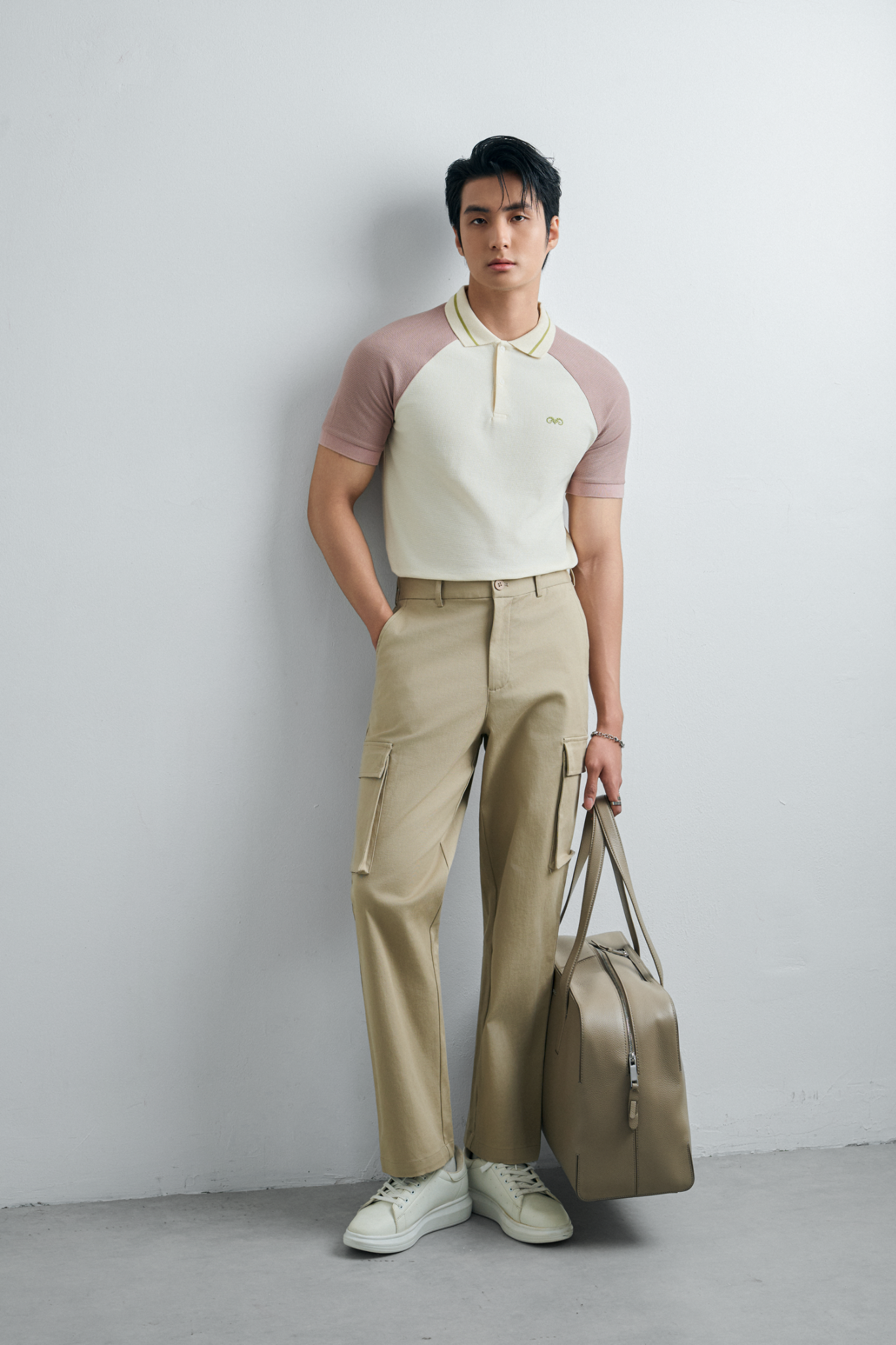 AGTT12 PREMIUM SLIMT FIT KHAKI TROUSERS WITH POCKET - BEIGE