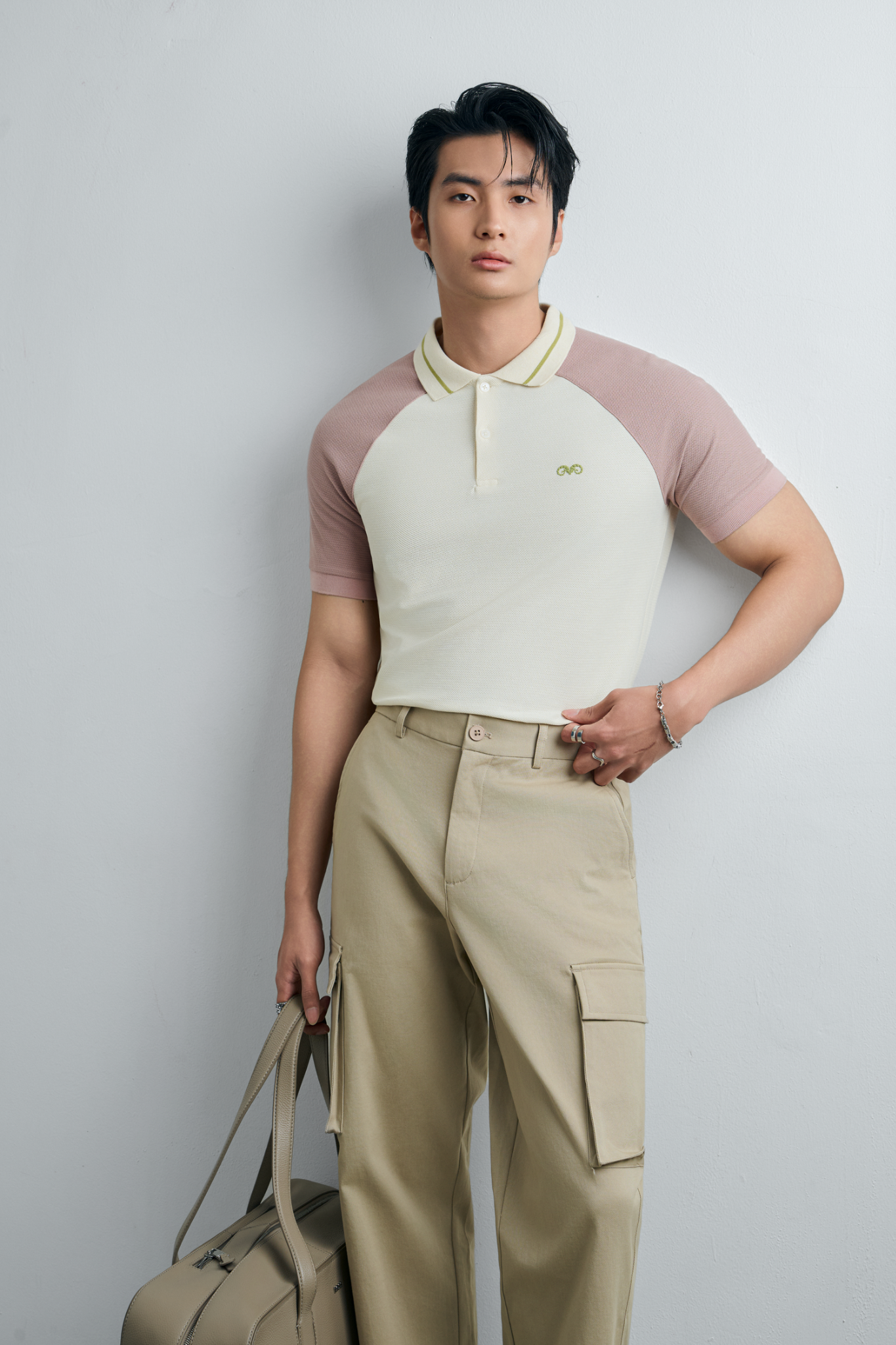 AGTT12 PREMIUM SLIMT FIT KHAKI TROUSERS WITH POCKET - BEIGE