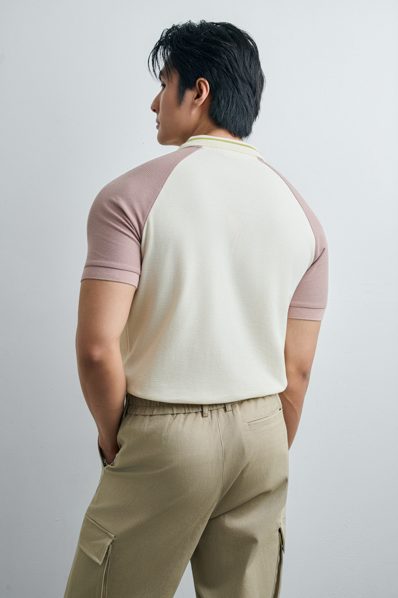 AGTT12 PREMIUM SLIMT FIT KHAKI TROUSERS WITH POCKET - BEIGE