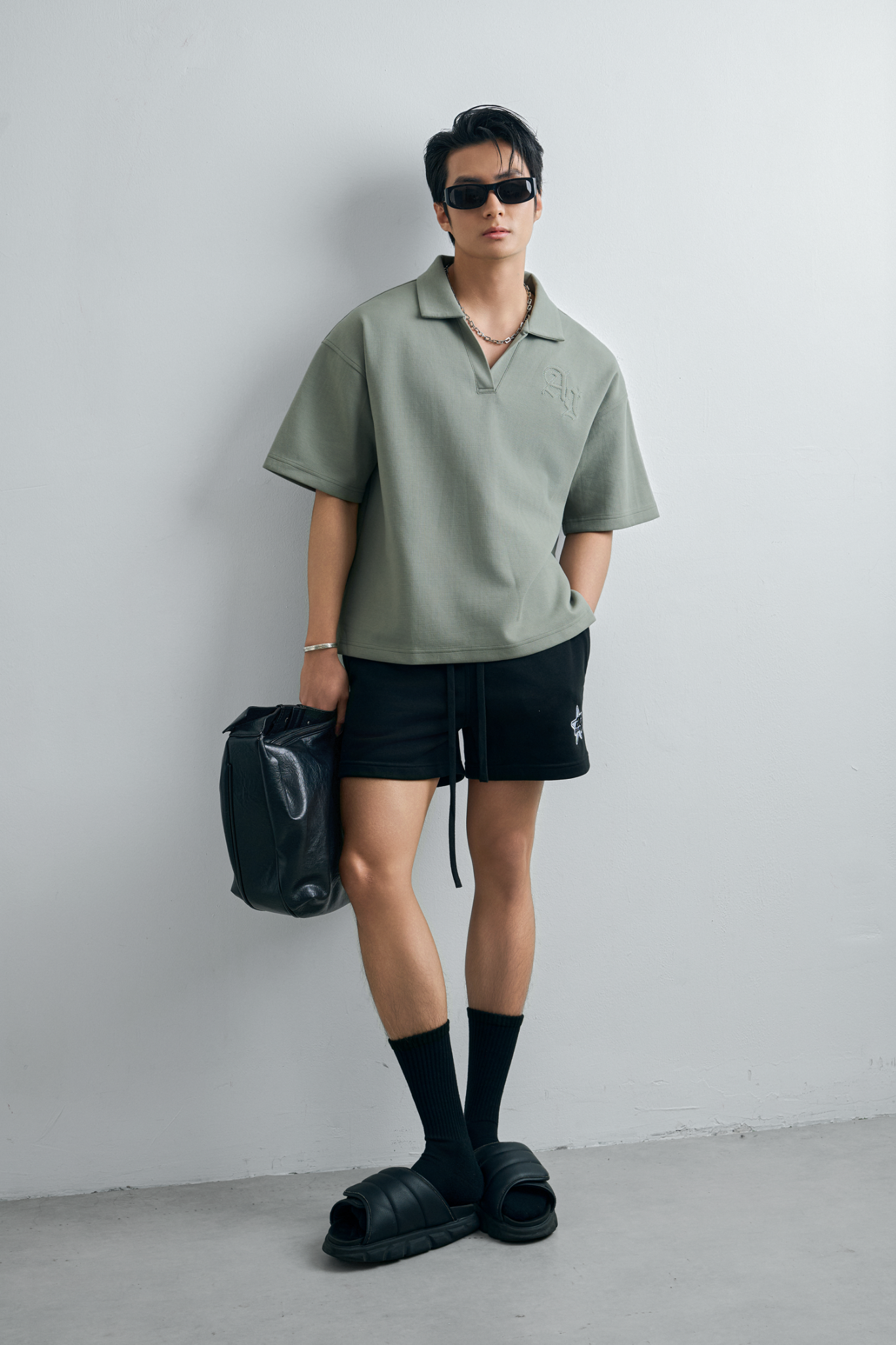 AGTT20 STUDIO LOOSE FIT POLO WITH A/G LOGO EMBROIDERY- MINT