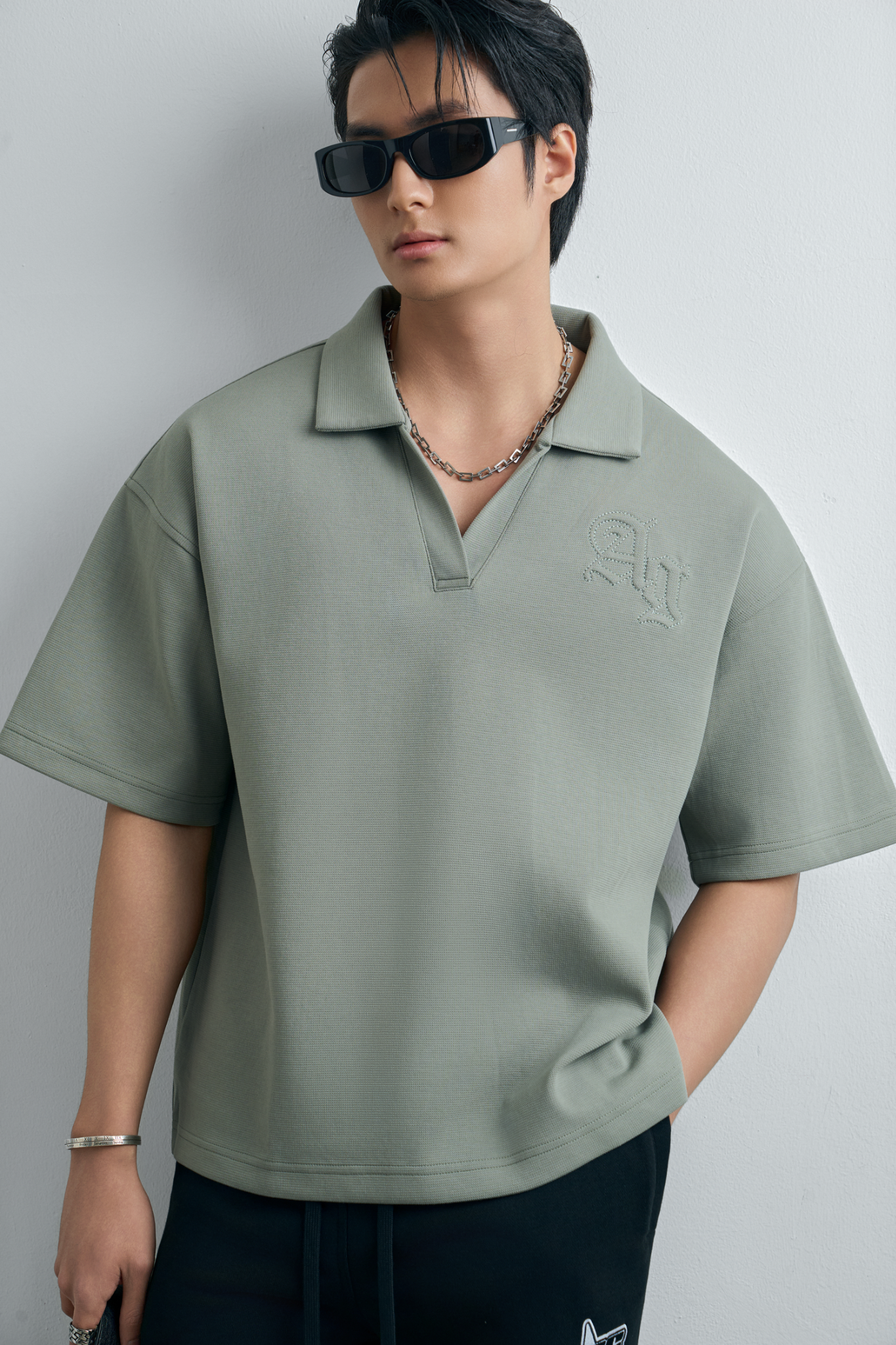 AGTT20 STUDIO LOOSE FIT POLO WITH A/G LOGO EMBROIDERY- MINT