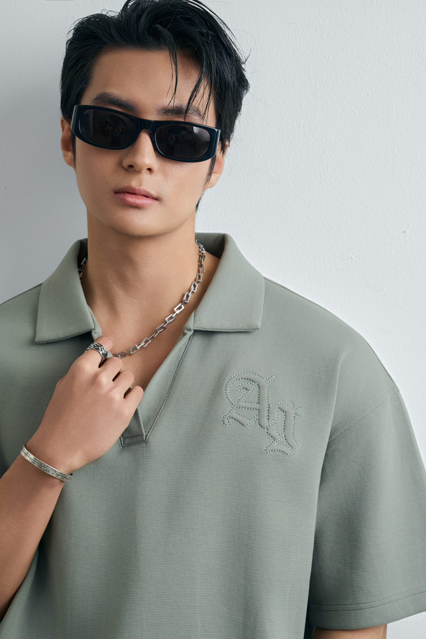 AGTT20 STUDIO LOOSE FIT POLO WITH A/G LOGO EMBROIDERY- MINT