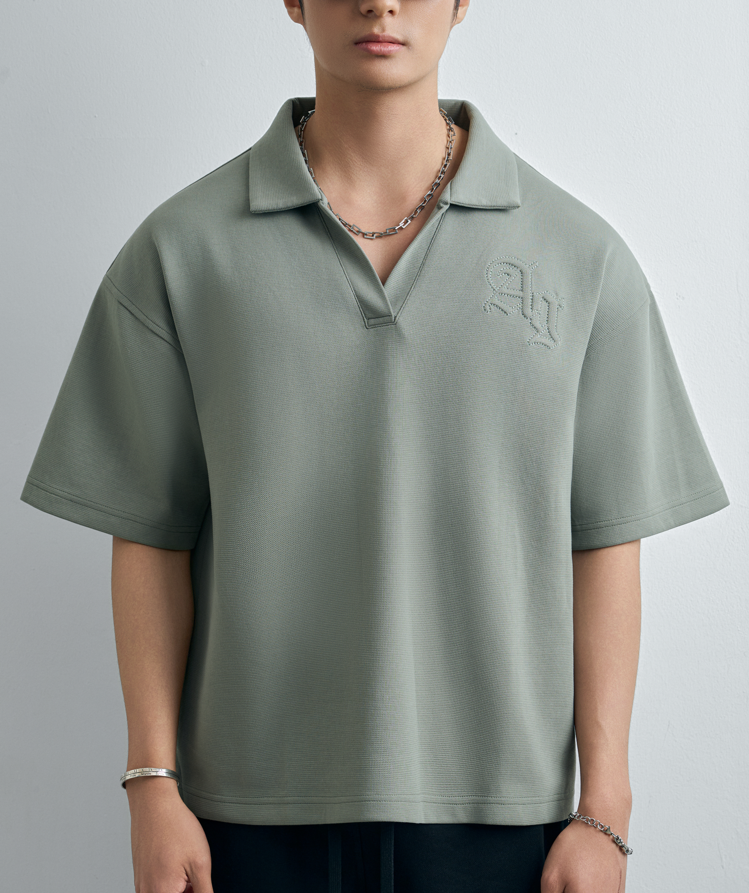 AGTT20 STUDIO LOOSE FIT POLO WITH A/G LOGO EMBROIDERY- MINT