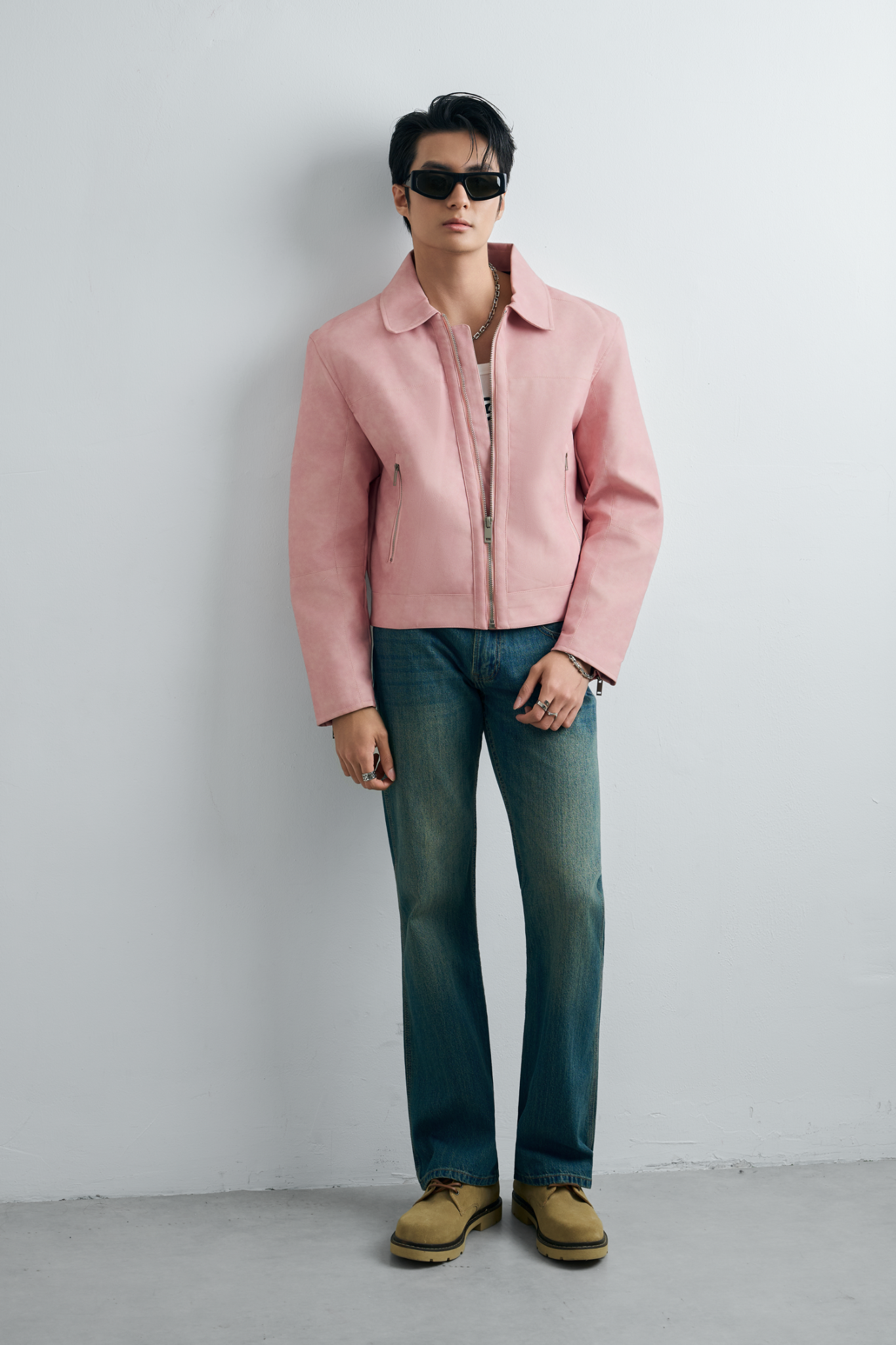 AG262 PREMIUM FAUX LEATHER JACKET - PINK