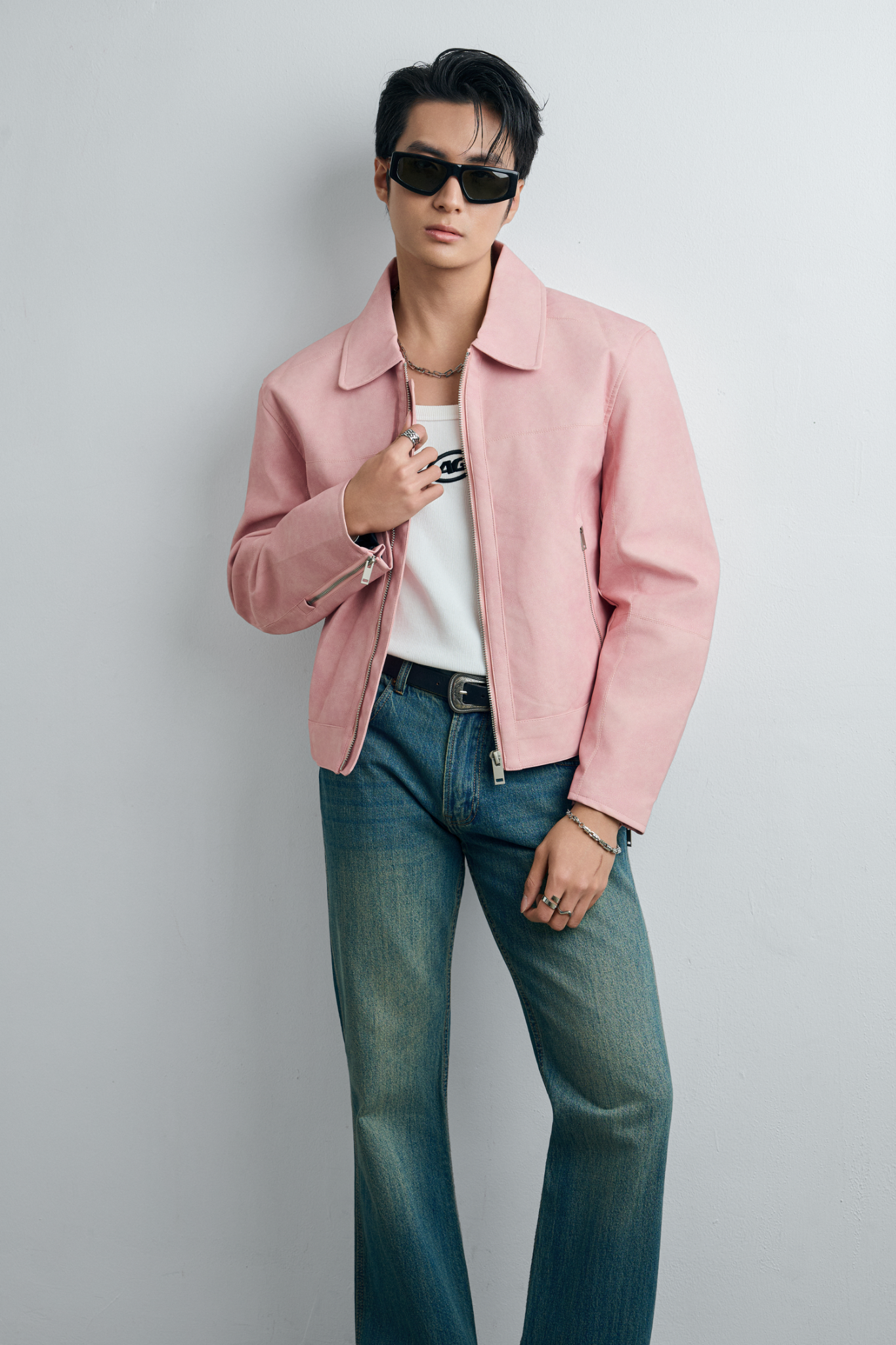 AG262 PREMIUM FAUX LEATHER JACKET - PINK