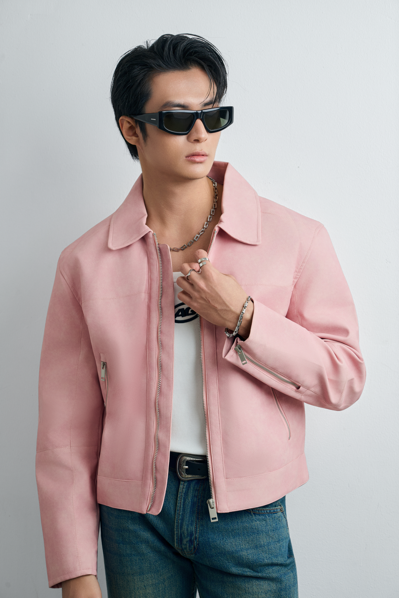 AG262 PREMIUM FAUX LEATHER JACKET - PINK