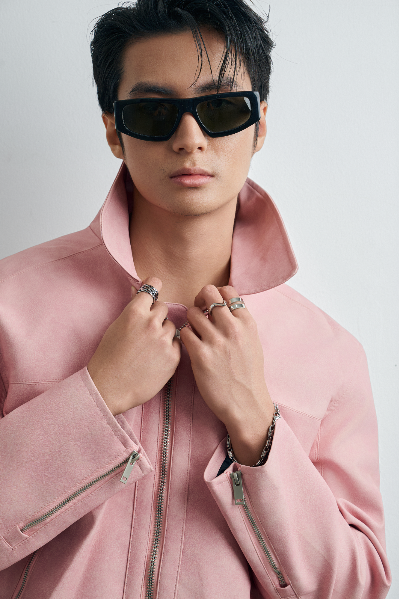 AG262 PREMIUM FAUX LEATHER JACKET - PINK