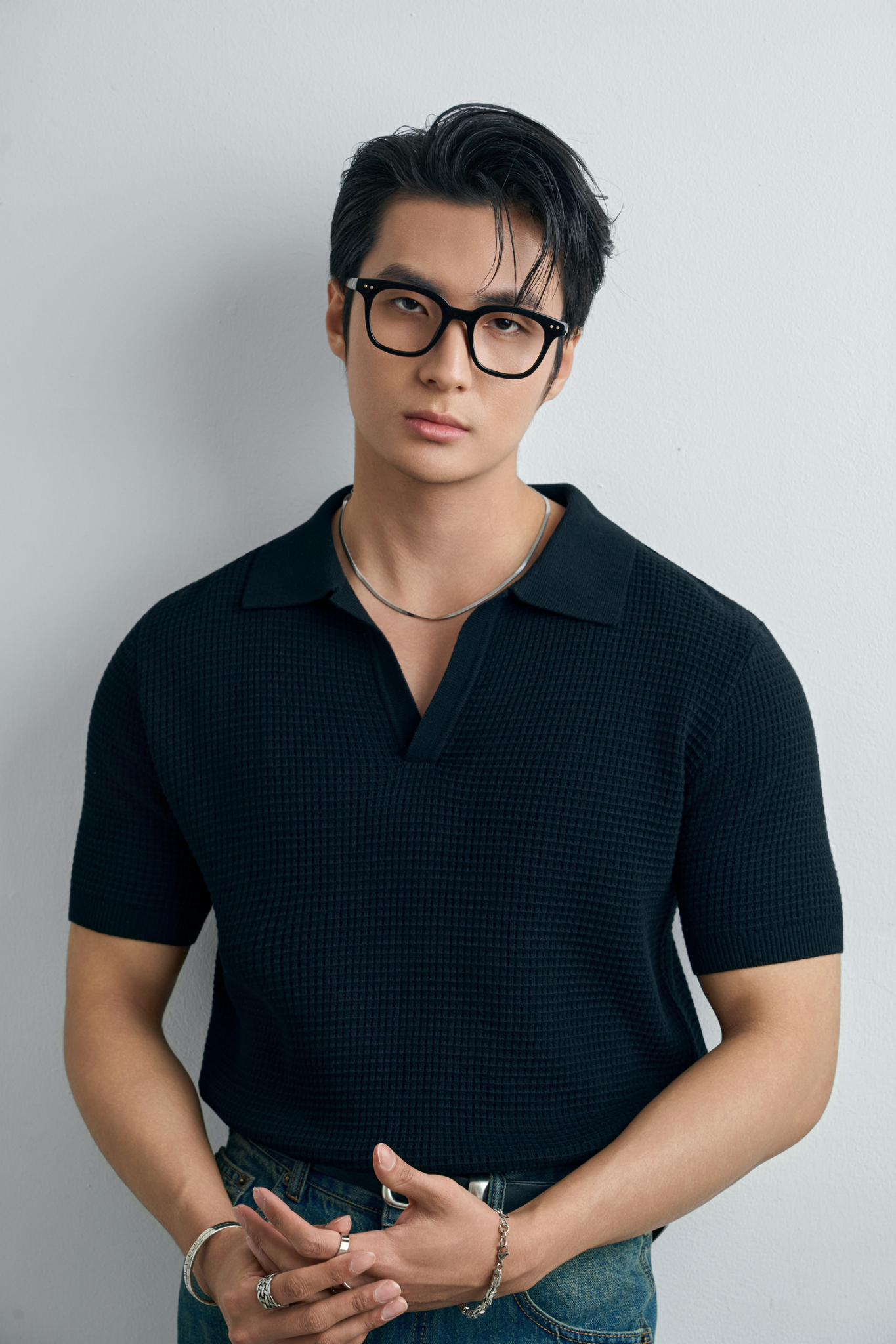 AG739 PREMIUM REGULAR FIT KNIT POLO - BLACK