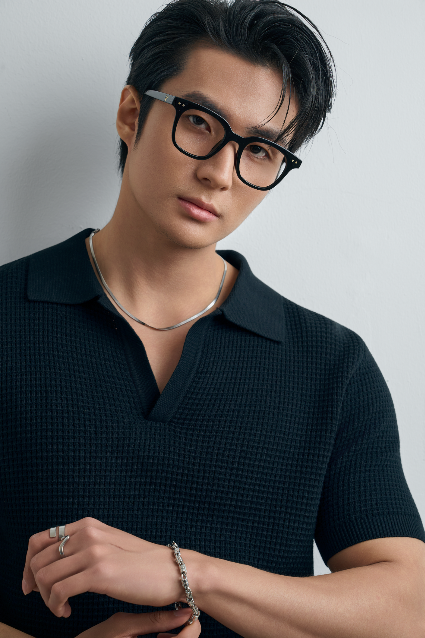 AG739 PREMIUM REGULAR FIT KNIT POLO - BLACK