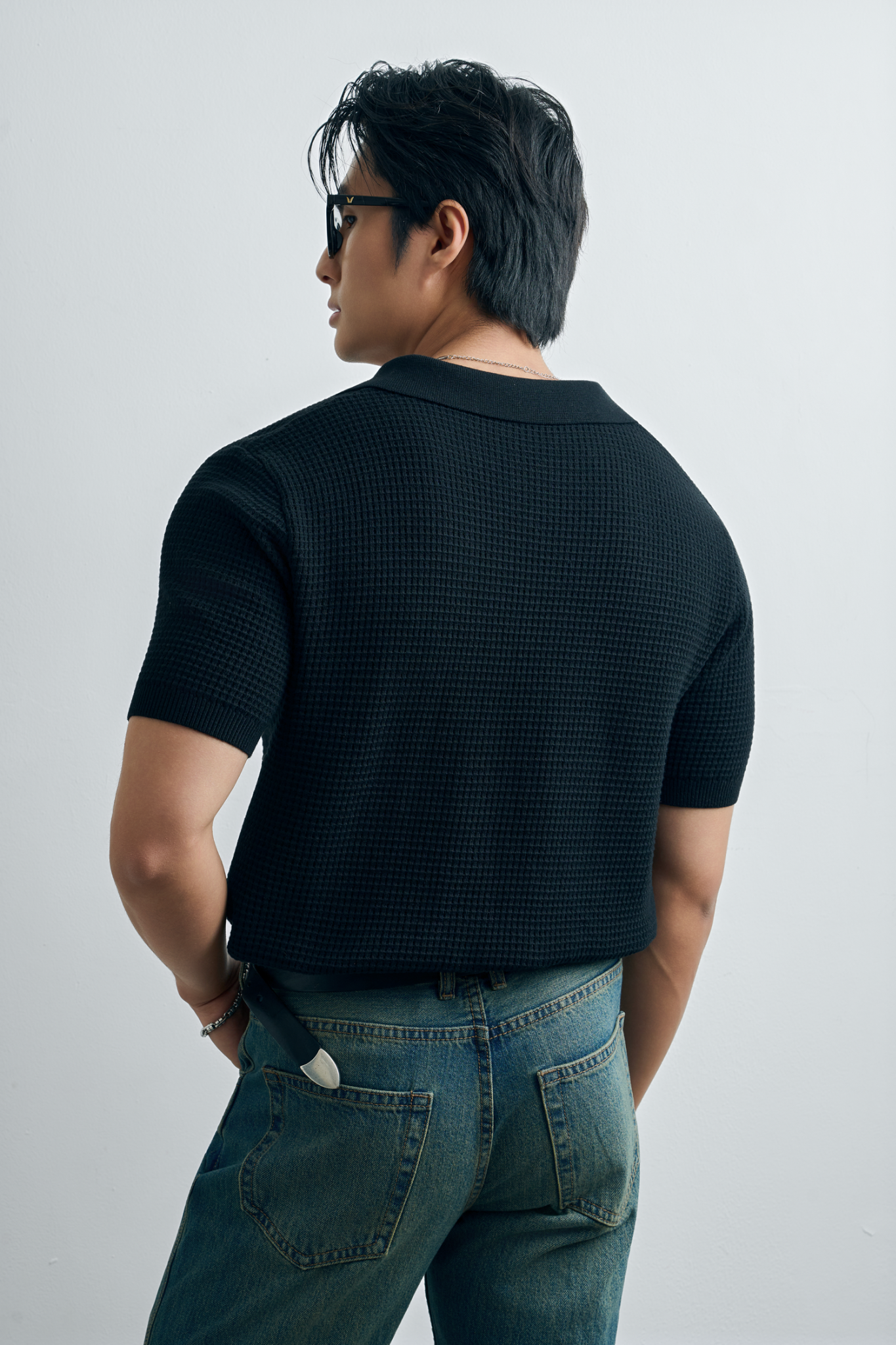 AG739 PREMIUM REGULAR FIT KNIT POLO - BLACK