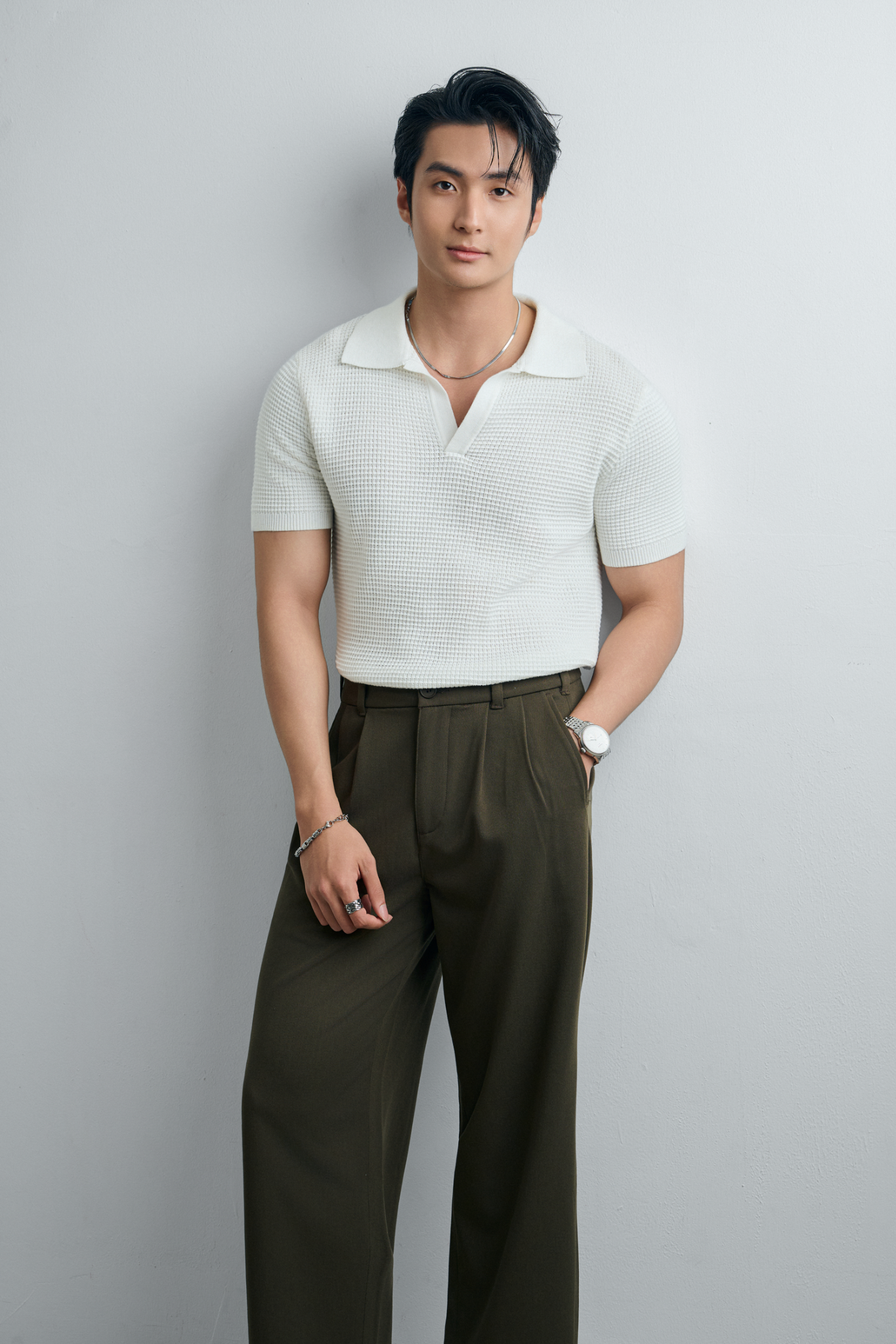 AG739 PREMIUM REGULAR FIT KNIT POLO - WHITE
