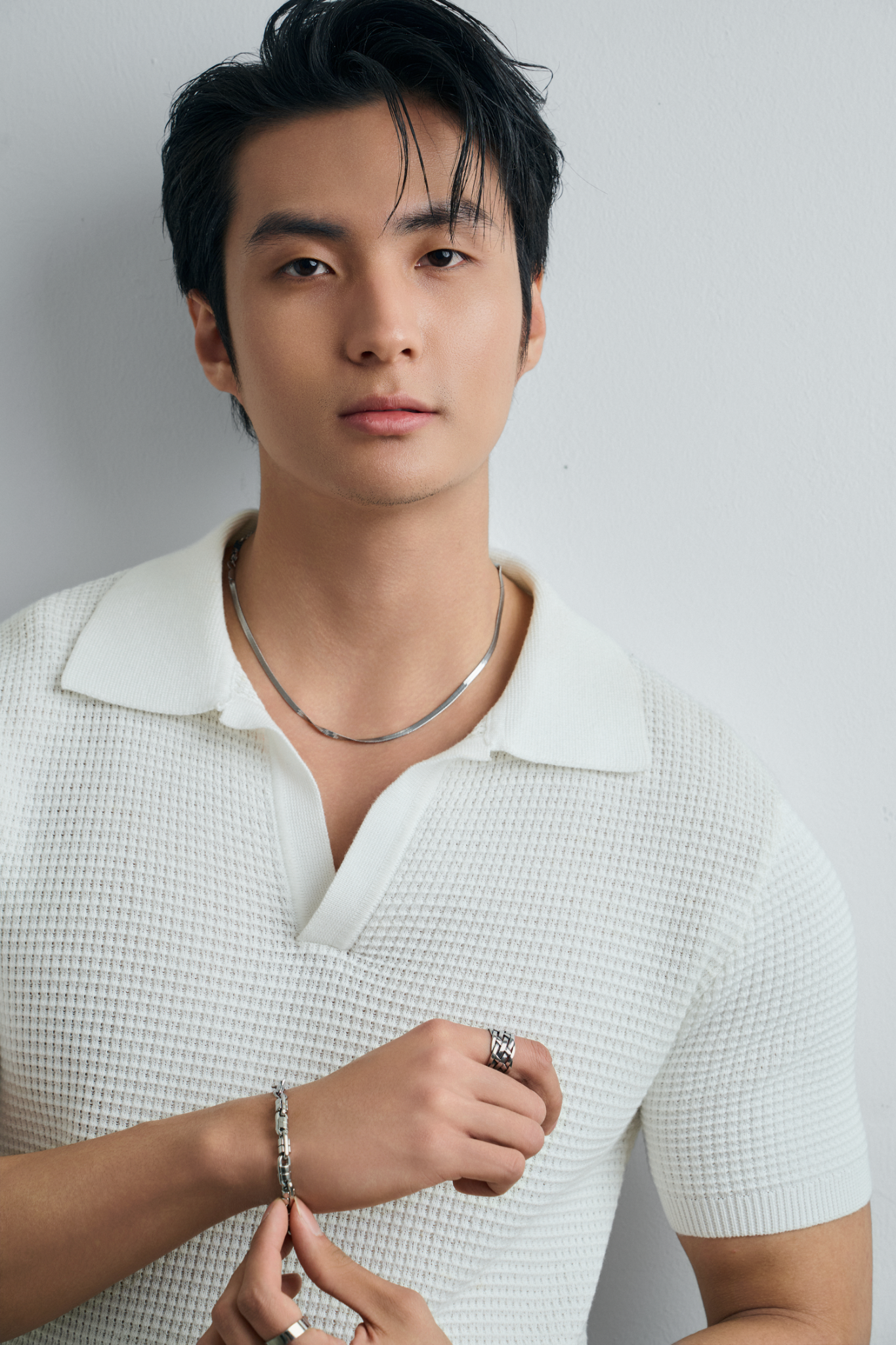 AG739 PREMIUM REGULAR FIT KNIT POLO - WHITE