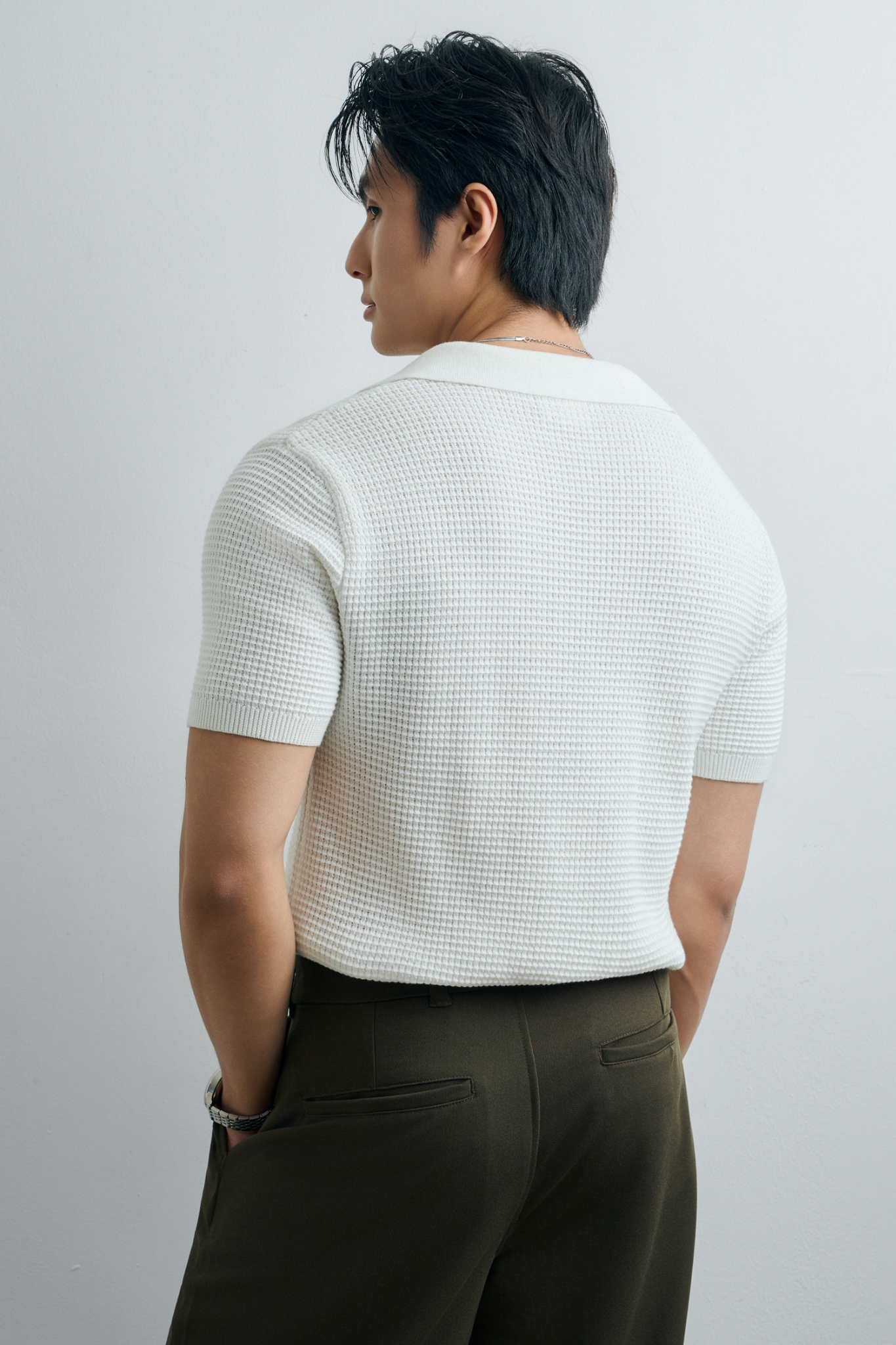 AG739 PREMIUM REGULAR FIT KNIT POLO - WHITE