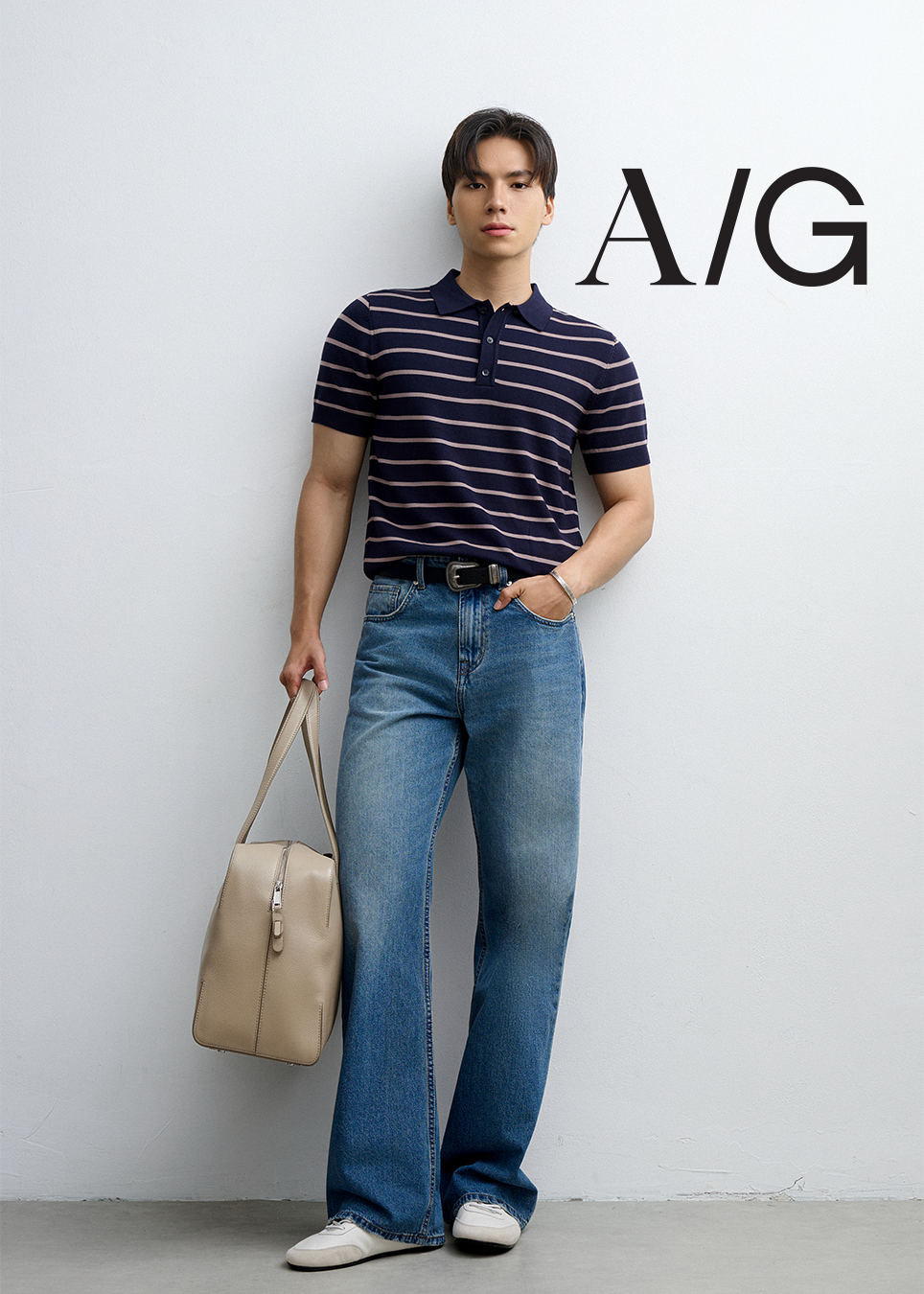 AG558 PREMIUM REGULAR FIT KNIT POLO - DARK BLUE