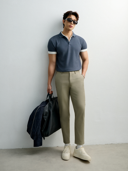  AG518 PREMIUM SLIMFIT KHAKI TROUSERS - LIGHT GRAY