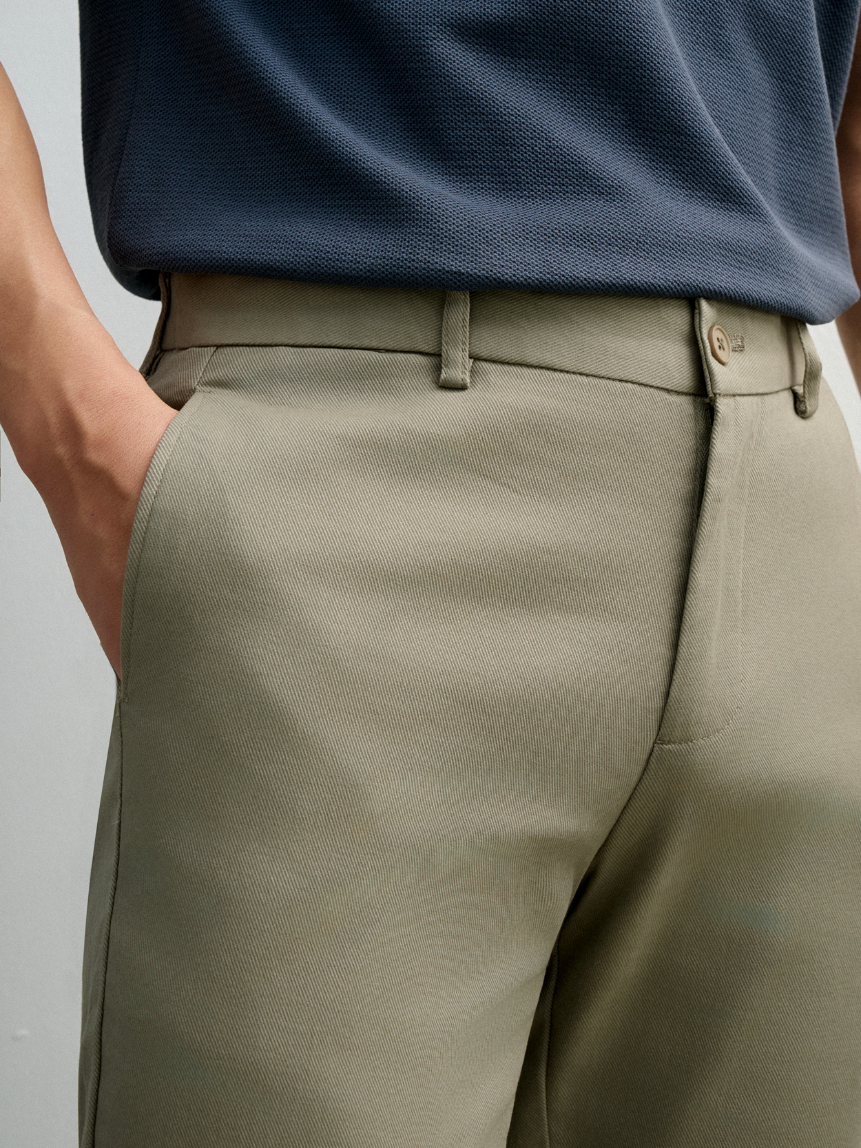 AG518 PREMIUM SLIMFIT KHAKI TROUSERS - LIGHT GRAY