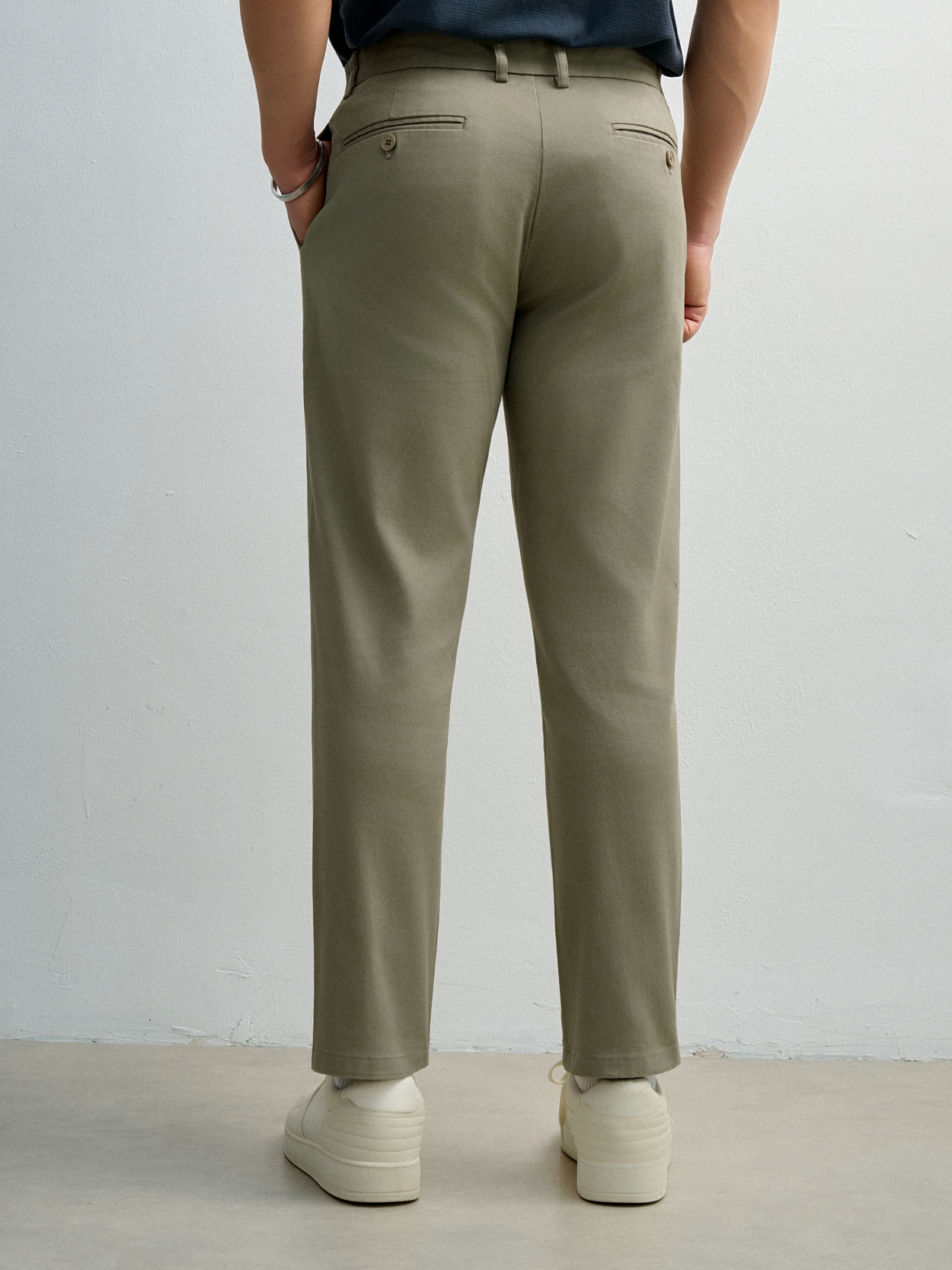 AG518 PREMIUM SLIMFIT KHAKI TROUSERS - LIGHT GRAY