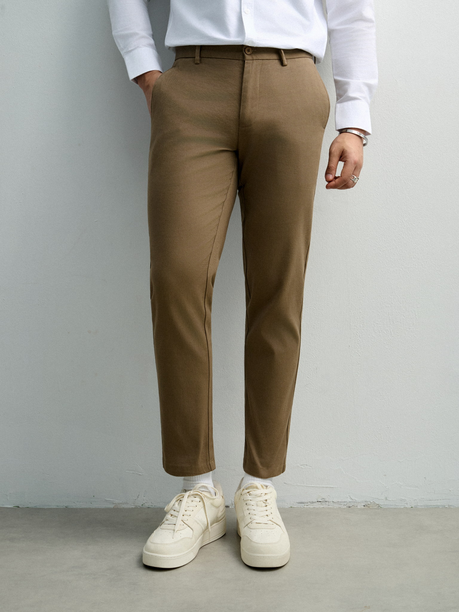 AG518 PREMIUM SLIMFIT KHAKI TROUSERS - DARK BROWN