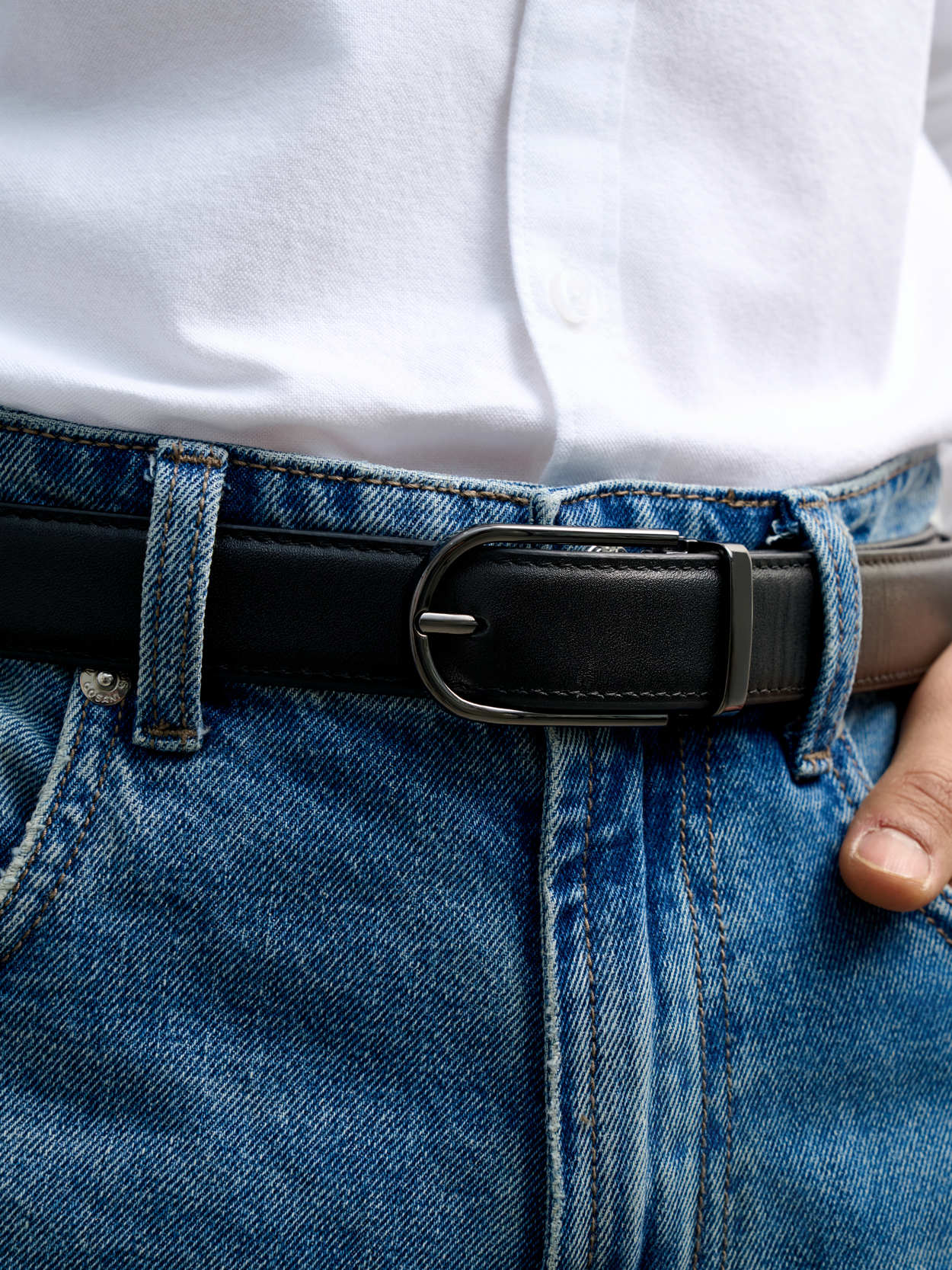 AG LEATHER BELT BROWN - OVAL HEAD