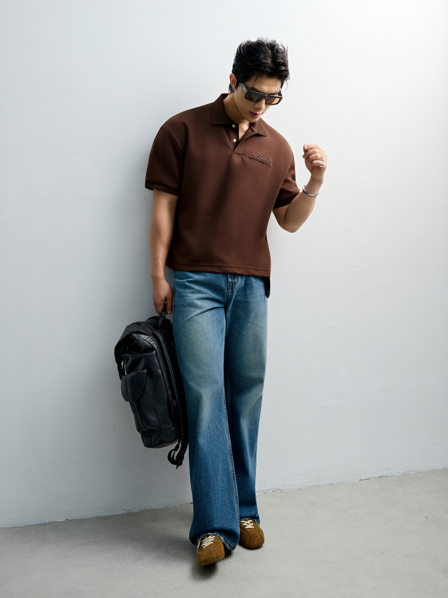 TT05 STUDIO LOOSE FIT POLO A/G LOGO - BROWN