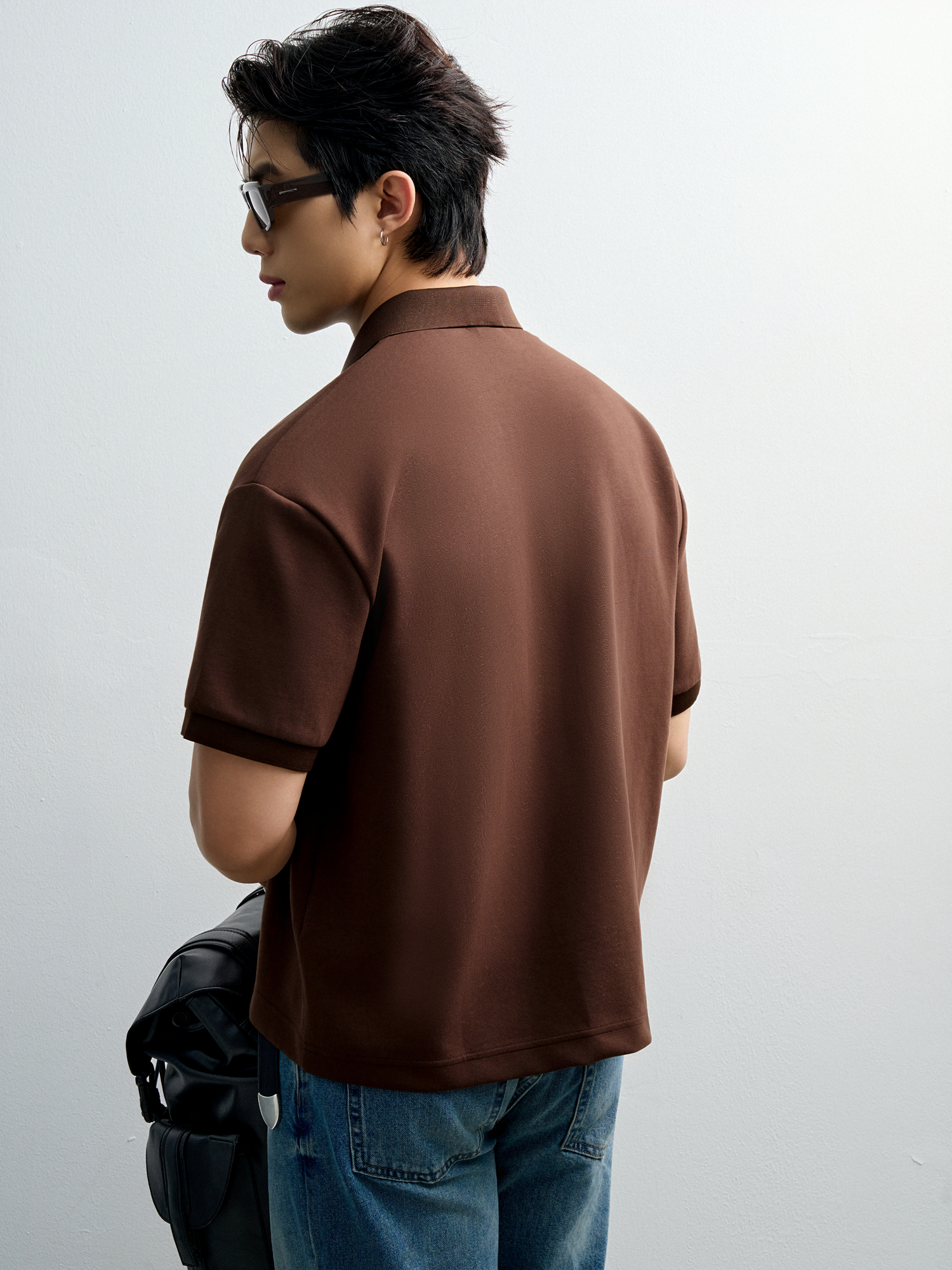 TT05 STUDIO LOOSE FIT POLO A/G LOGO - BROWN