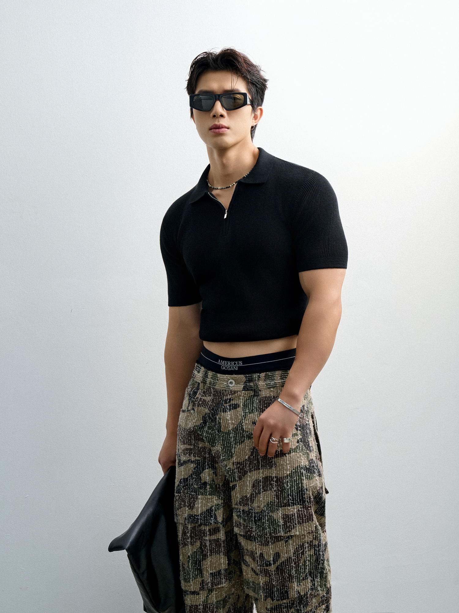 AG767 PREMIUM REGULAR FIT KNIT POLO - BLACK