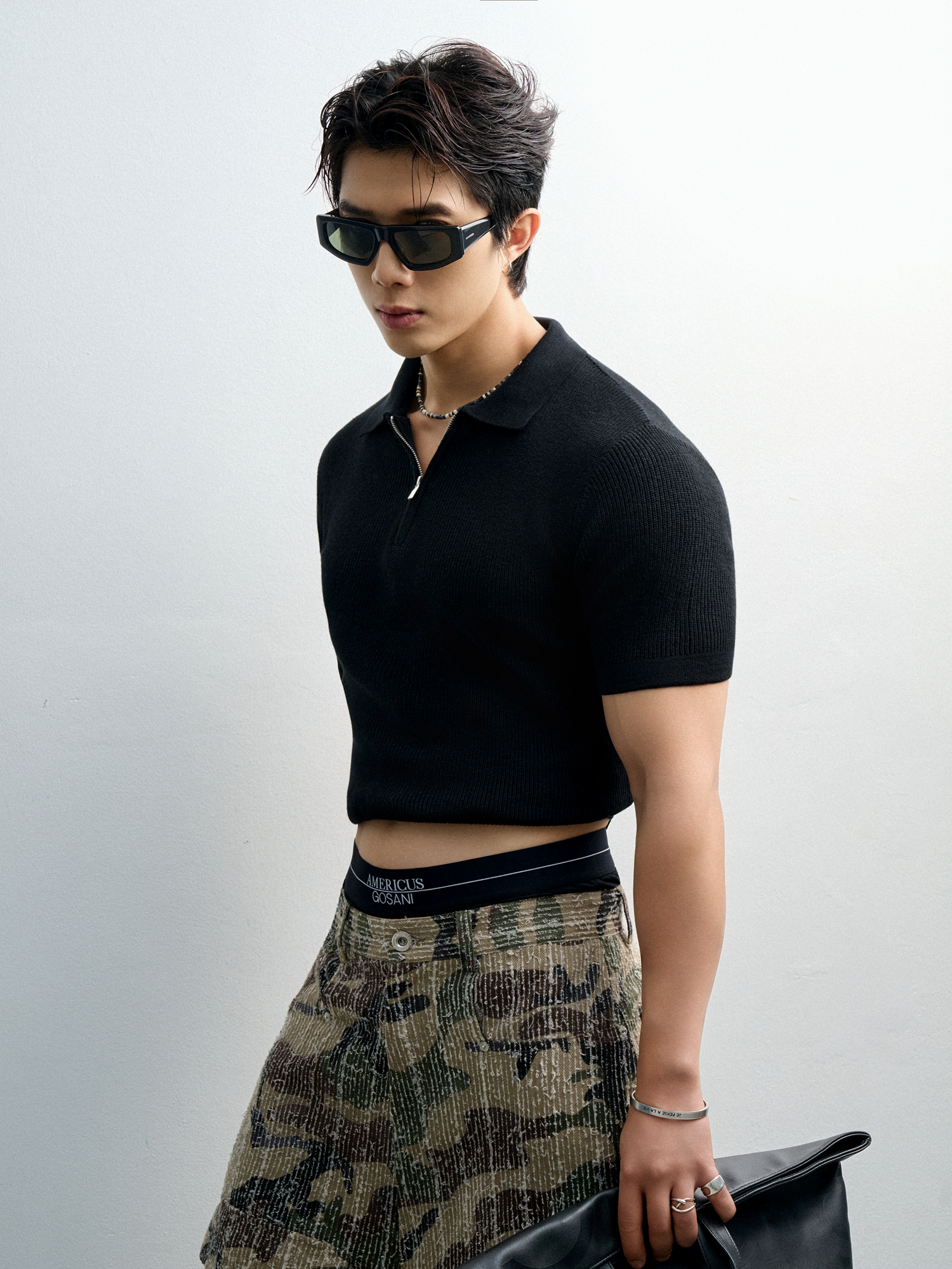 AG767 PREMIUM REGULAR FIT KNIT POLO - BLACK