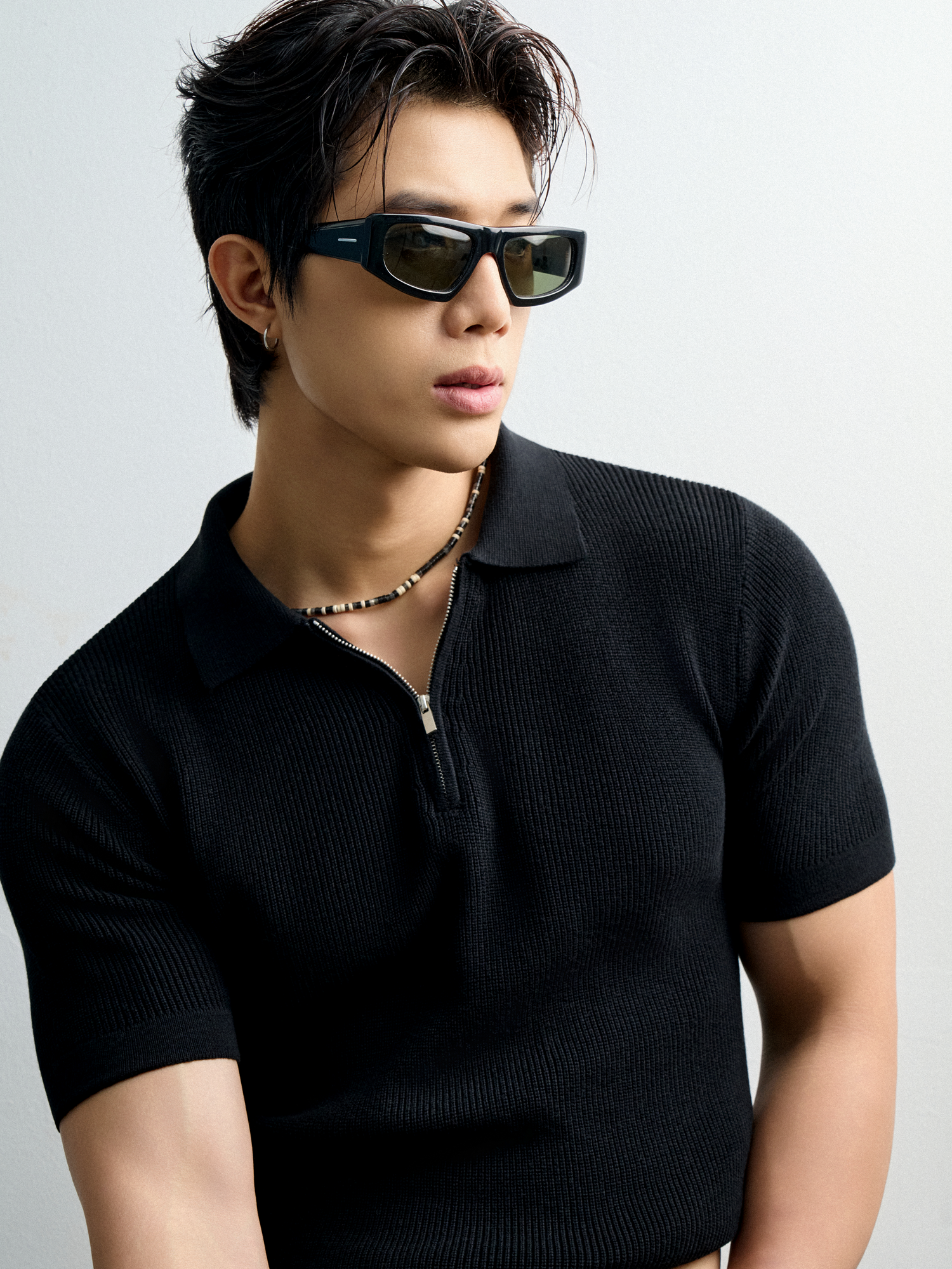 AG767 PREMIUM REGULAR FIT KNIT POLO - BLACK